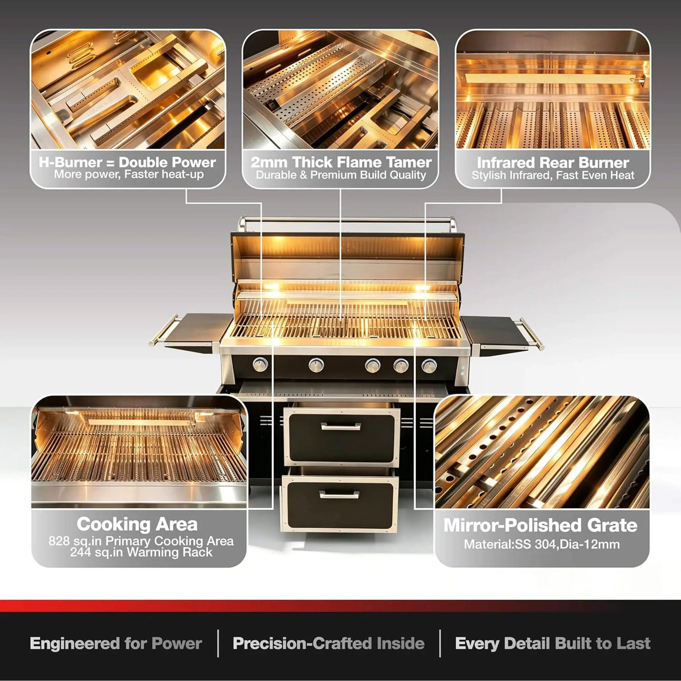 49-Inch Professional 99K BTU Outdoor Stainless Steel BBQ Grill (SAK91342) by SAKSBY WHOLESALE
