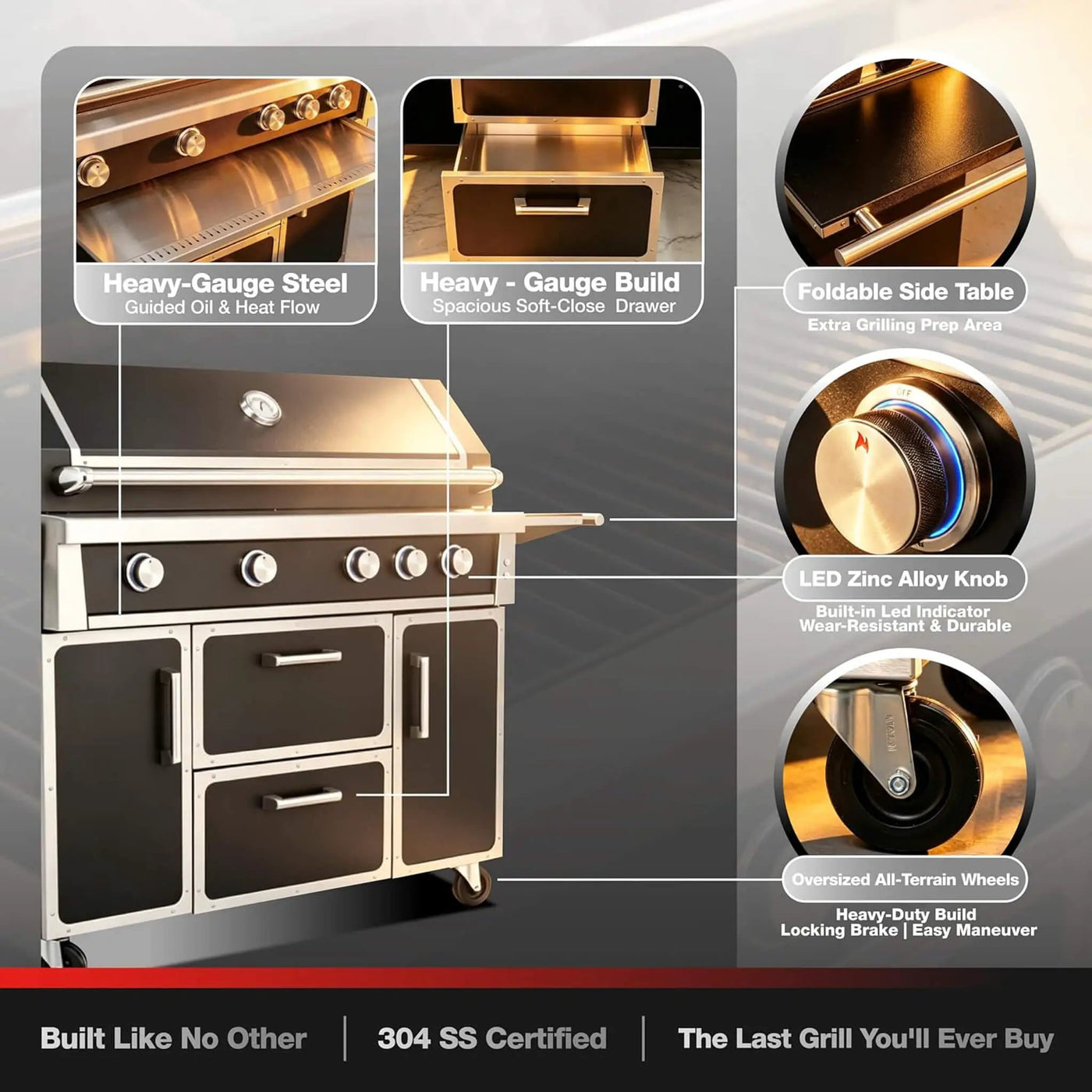 49-Inch Professional 99K BTU Outdoor Stainless Steel BBQ Grill (SAK91342) by SAKSBY WHOLESALE