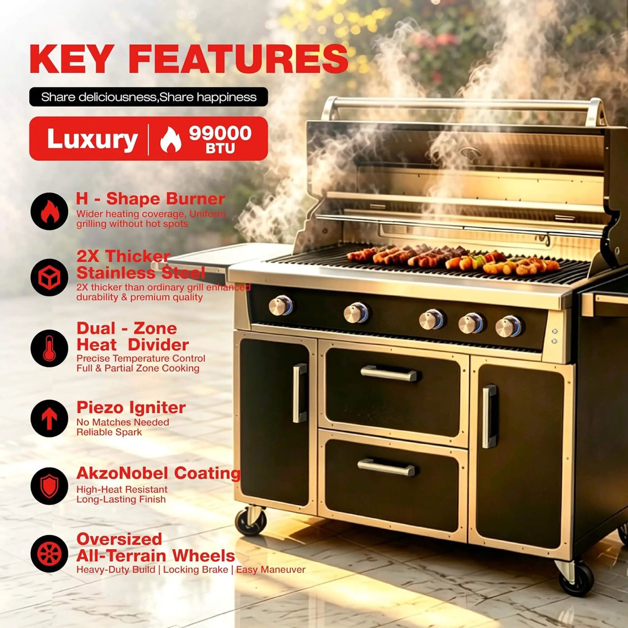 49-Inch Professional 99K BTU Outdoor Stainless Steel BBQ Grill (SAK91342) by SAKSBY WHOLESALE