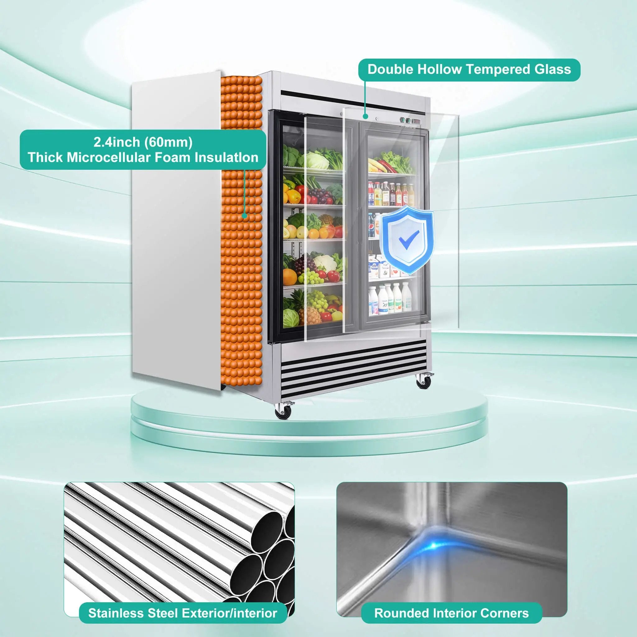 49-Inch Upright Commercial Reach-In Display Refrigerator (SAK16785) by SAKSBY WHOLESALE