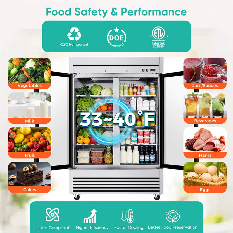49-Inch Upright Commercial Reach-In Display Refrigerator (SAK16785) by SAKSBY WHOLESALE