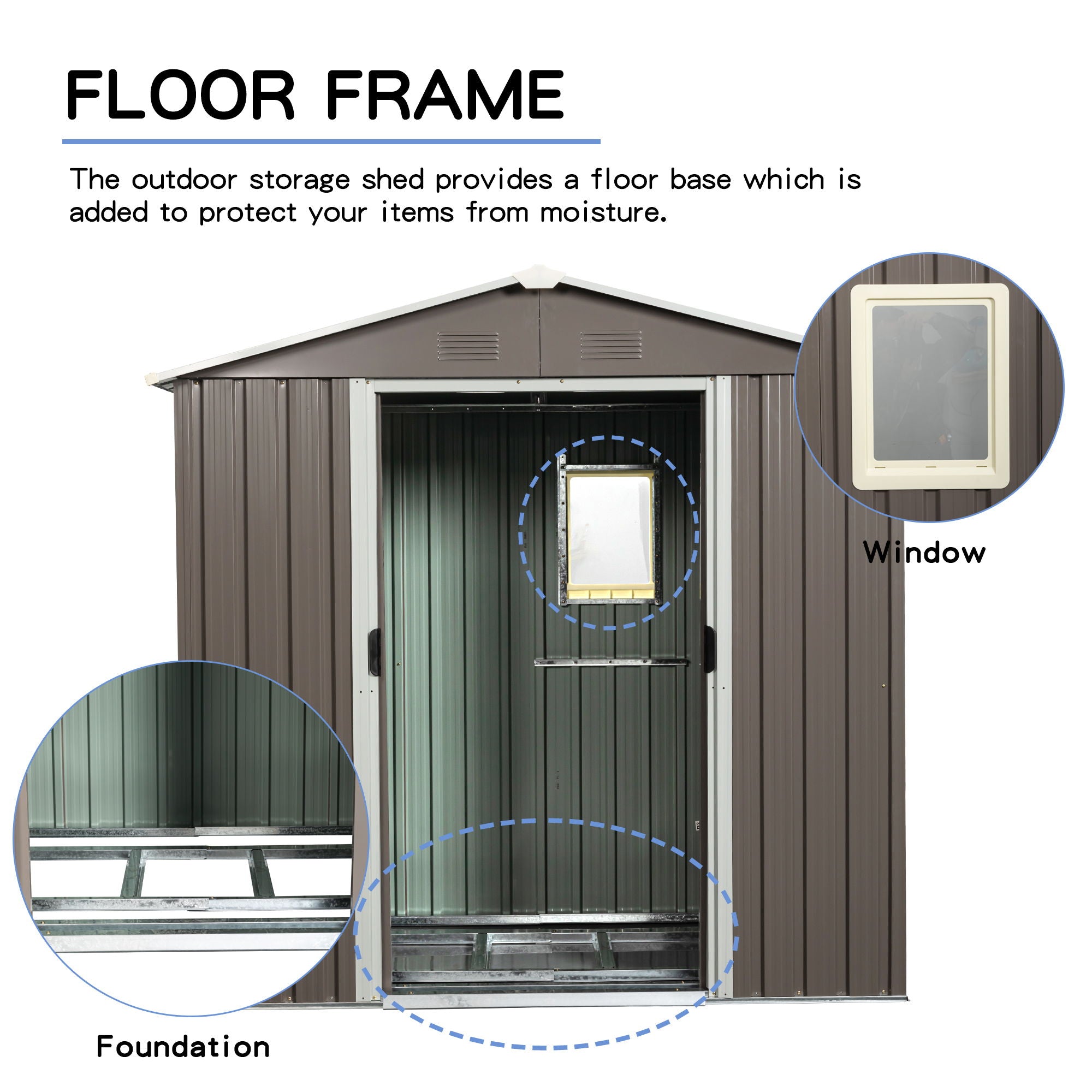 88.98" Outdoor Metal Storage Shed With Window by HouseOfZazla