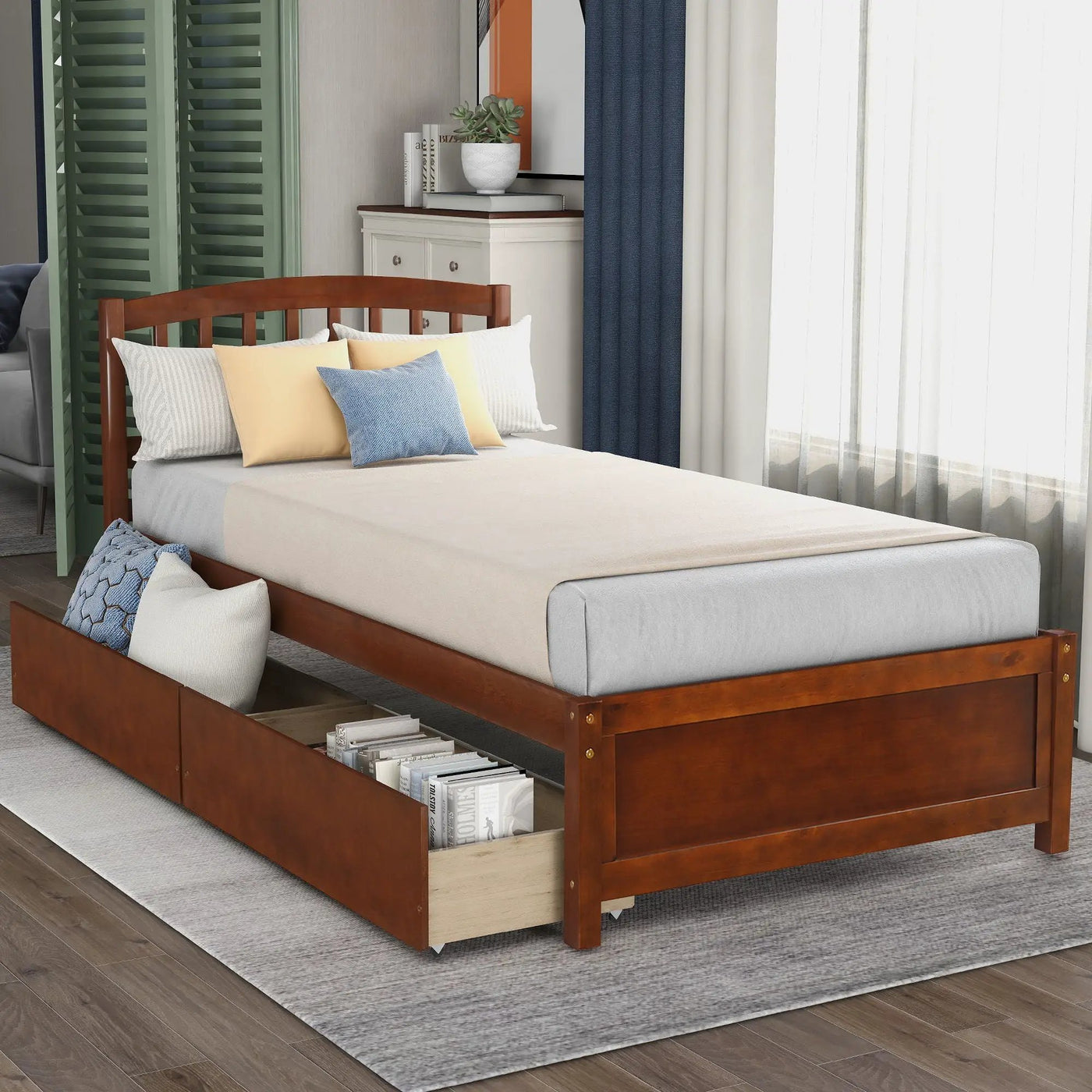 Platform Storage Bed Wood Bed Frame With Two Drawers And Headboard by Unique Piece Furniture