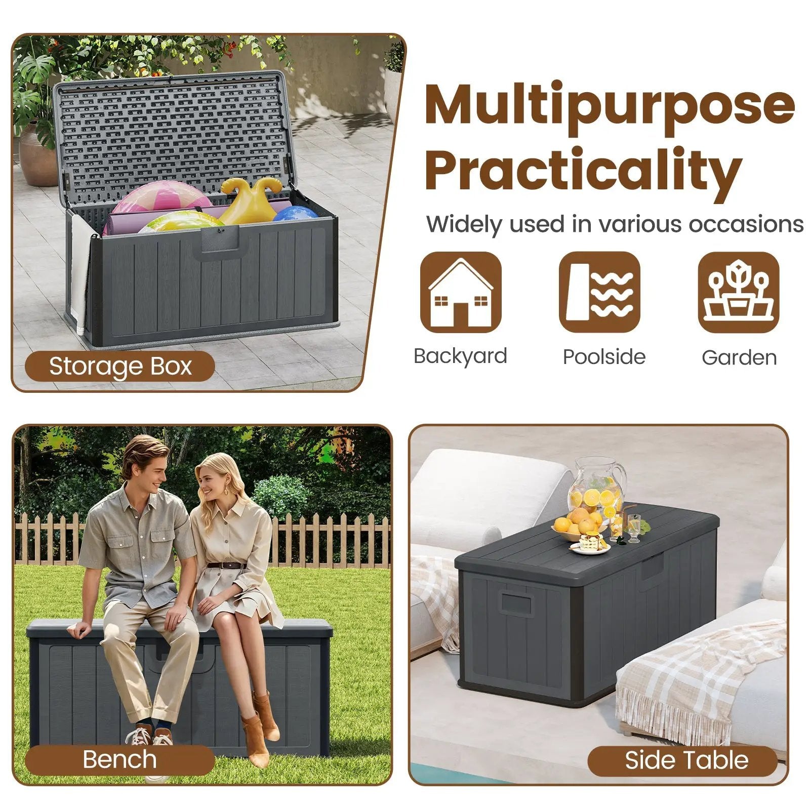 100 Gallon Large Deck Box with Lockable Lid for Patio by DirectDeals