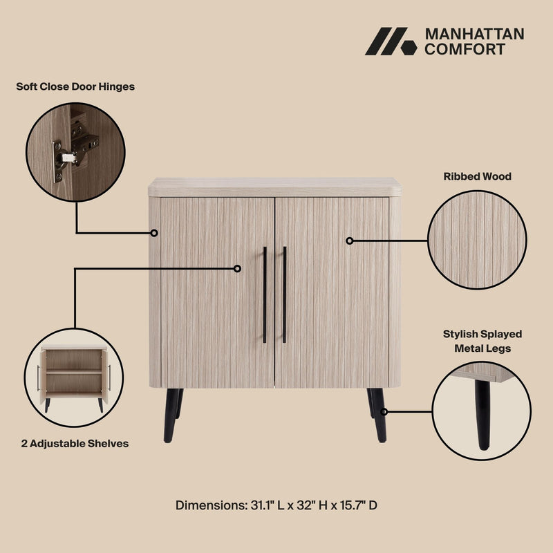 Jodie - Fluted Accent Cabinet - Oak by HouseOfZazla