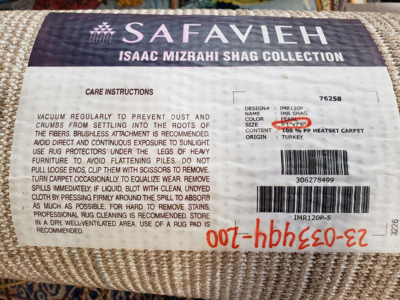 Safavieh Shag Rug 5x8, Pearl White Color, Isaac Mizrachi Shag Collection 5x7 Carpet, High Pile Soft Fluffly Bedroom Rug, Living Room Rug by Jewel Rugs