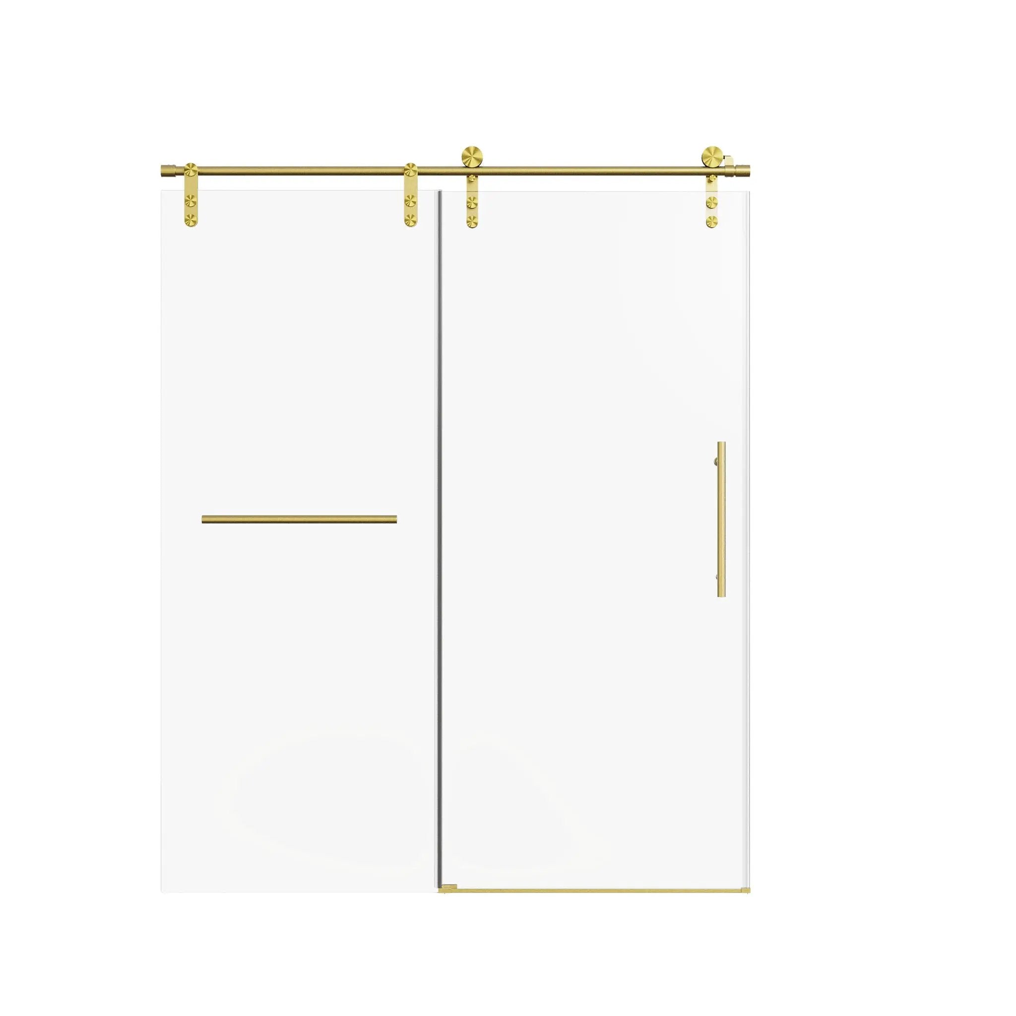 Frameless Single Sliding Shower Doors With Towel Rail & Handle by HouseOfZazla