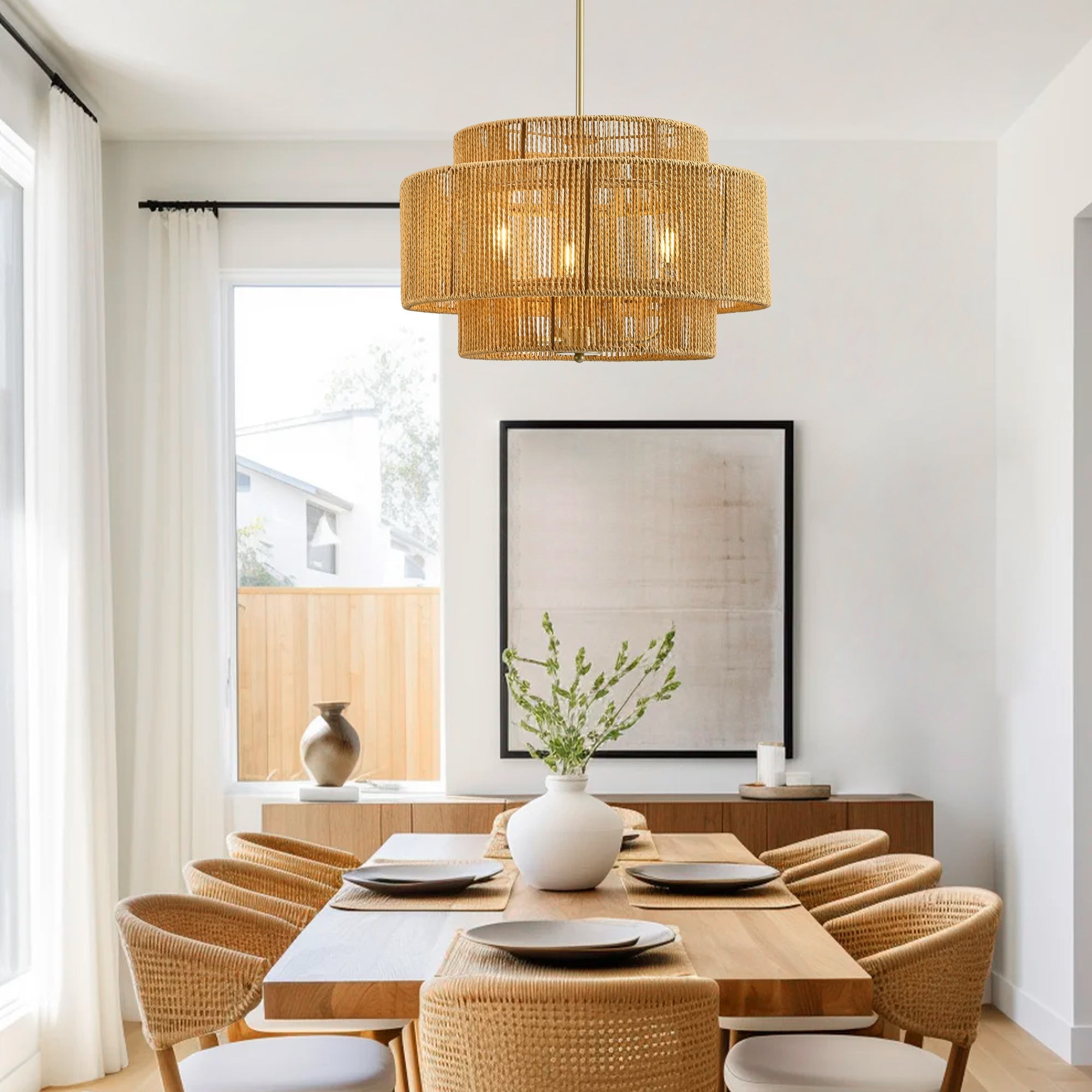 Boho Rattan 3-Light Chandelier by HouseOfZazla