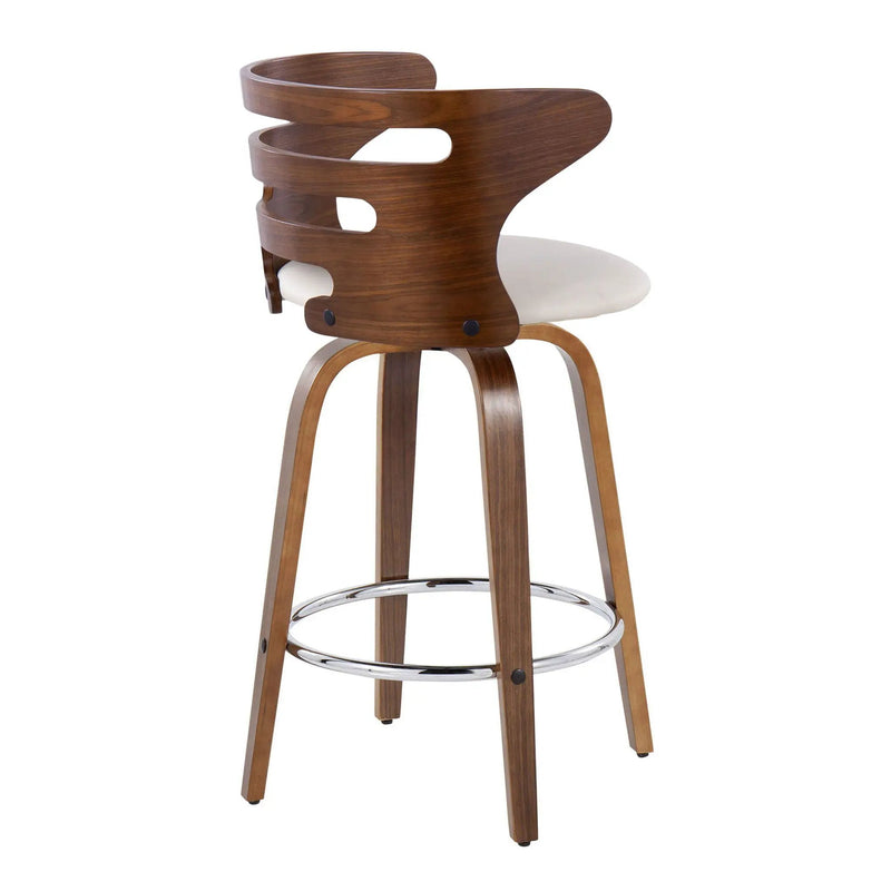 Cosini - Mid Century Modern Fixed Height Barstool With Swivel With Round Footrest (Set of 2) by HouseOfZazla