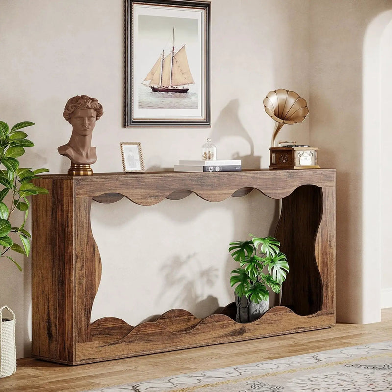 Console Table With Storage, Narrow Entryway Stand For Living Hallway - Light Brown by HouseOfZazla