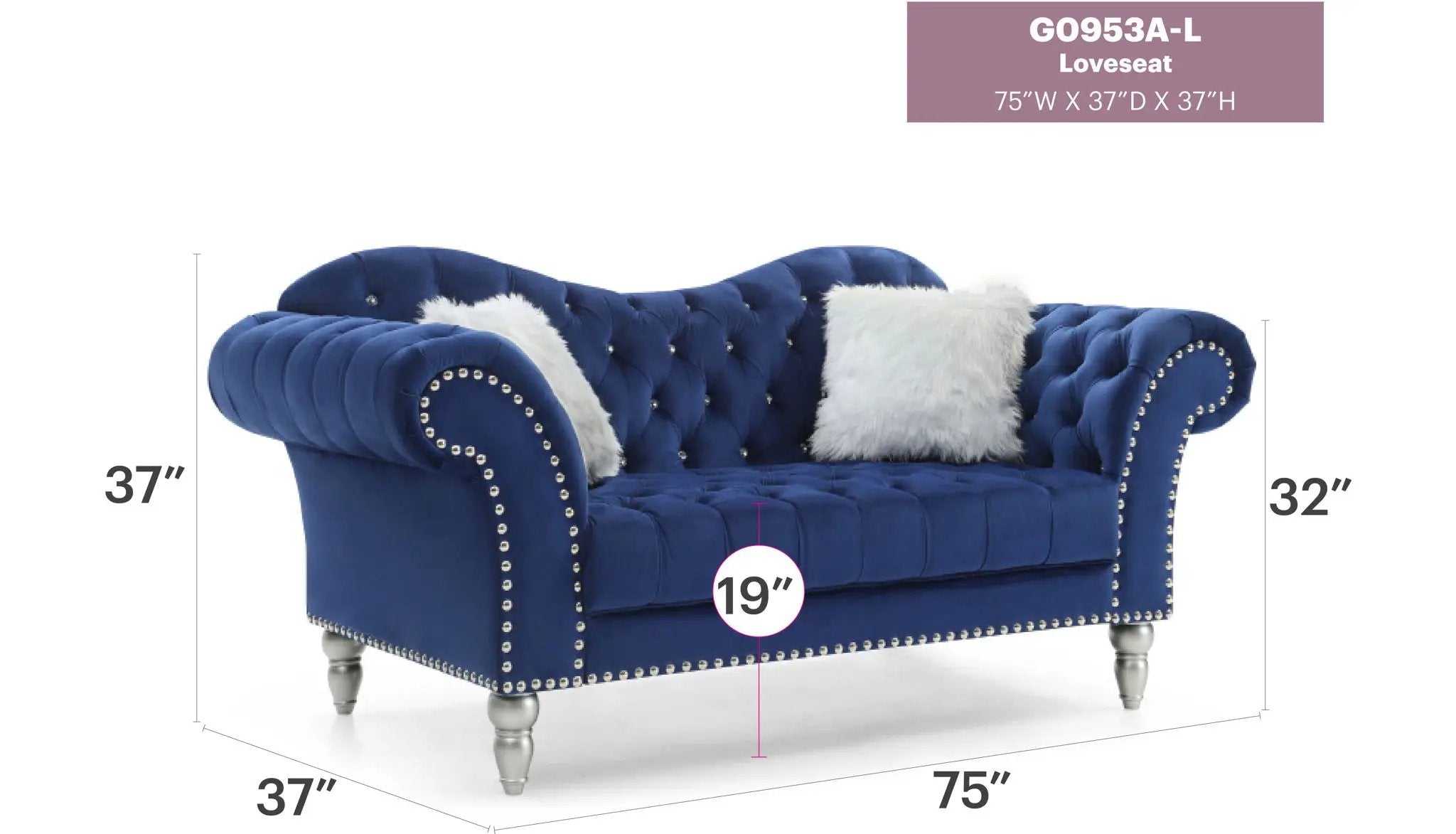 Elegant Round Arm Loveseat by HouseOfZazla