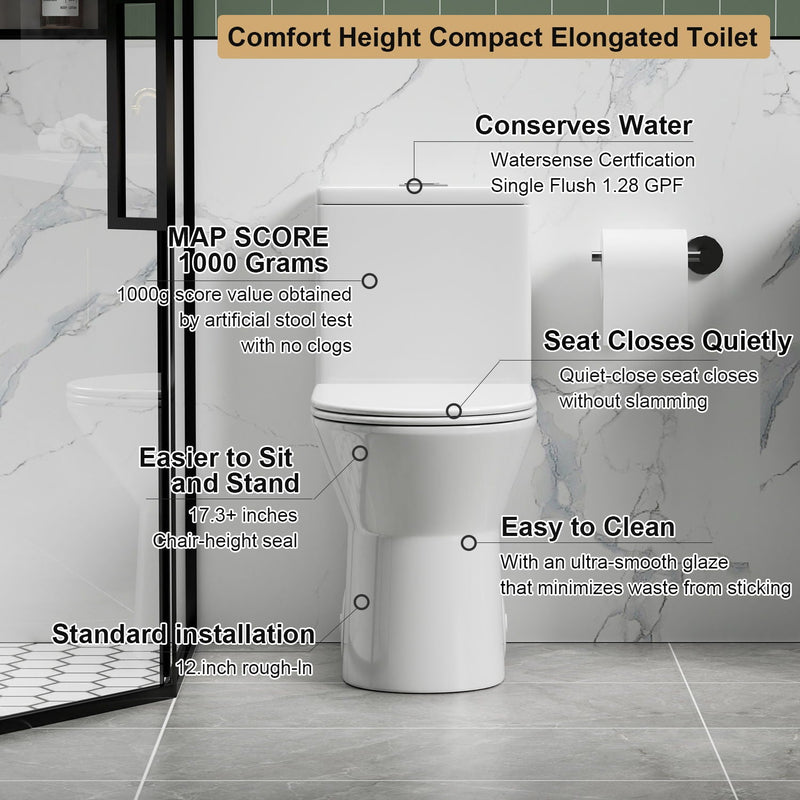 1 Piece Toilet With Dual Flush & Rimless Bowl - Glossy White by HouseOfZazla