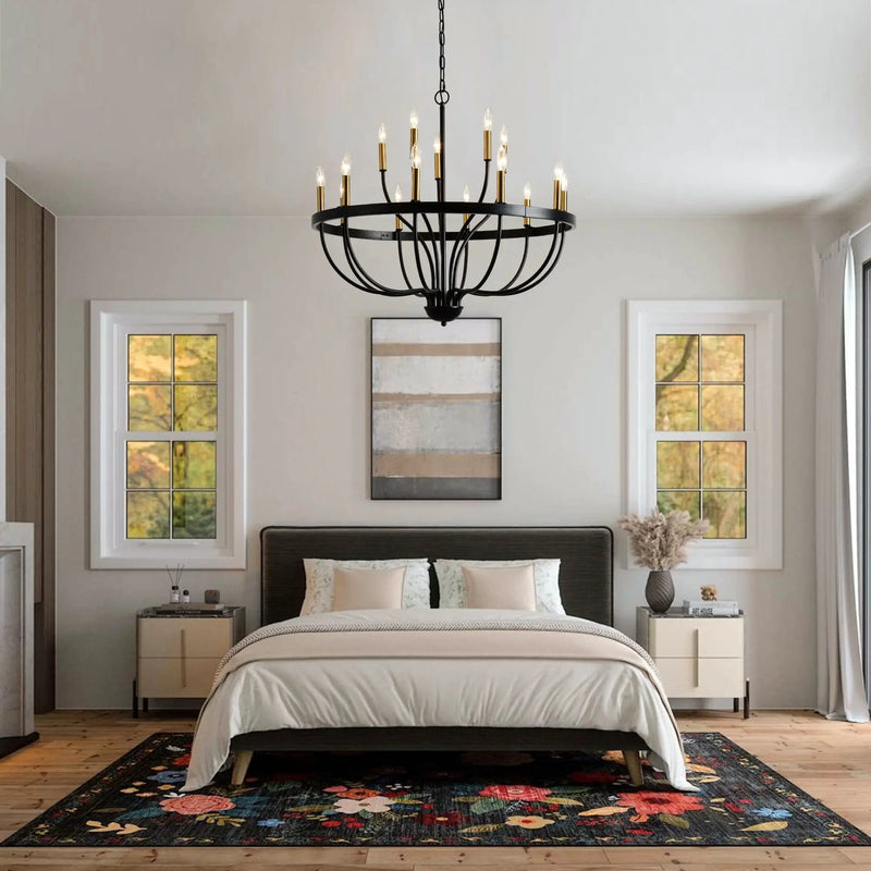 15-Light Industrial Iron Candle Chandelier Modern Farmhouse Pendant Light by HouseOfZazla