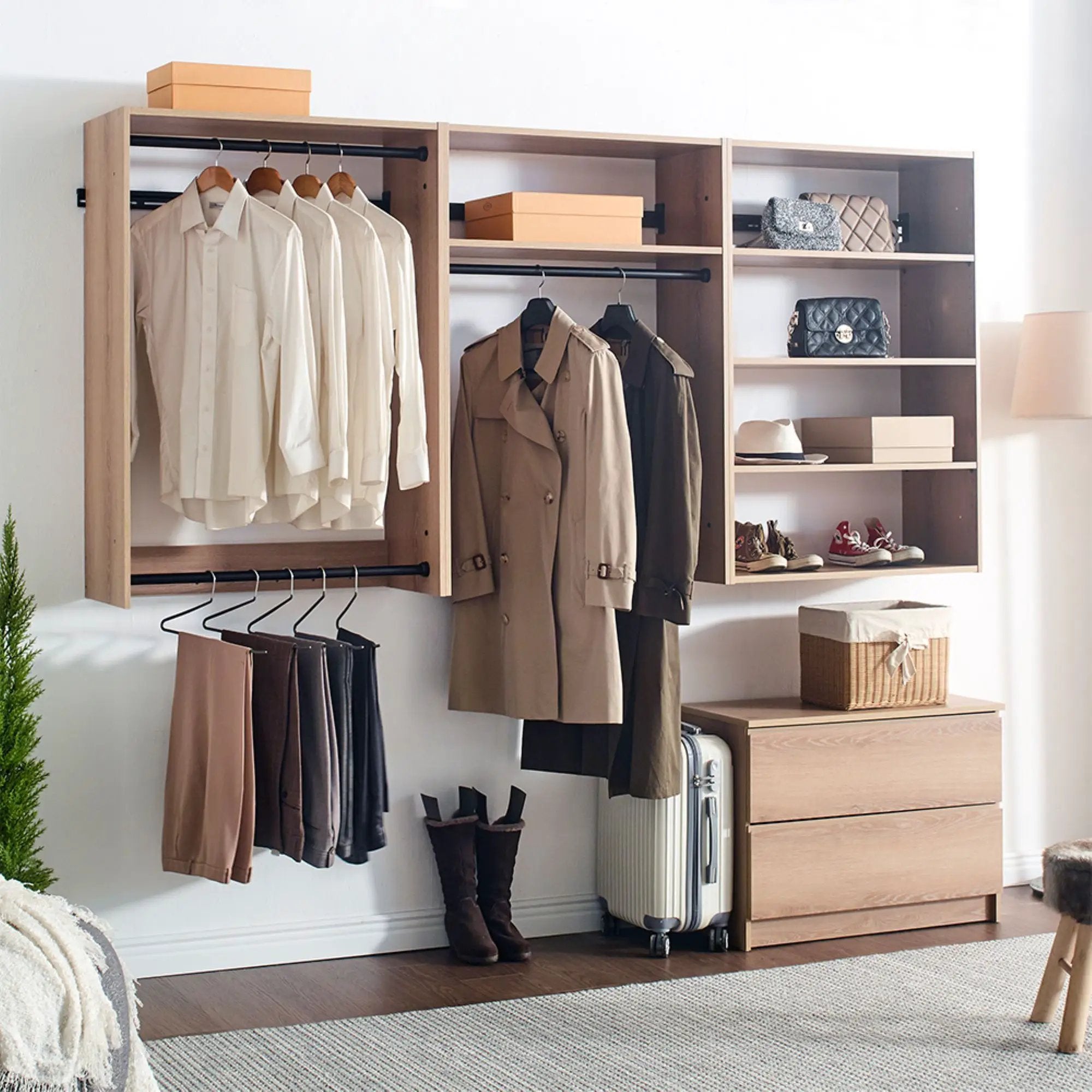 Devi - Wall Mounted Wood Closet System & Modular Units by HouseOfZazla