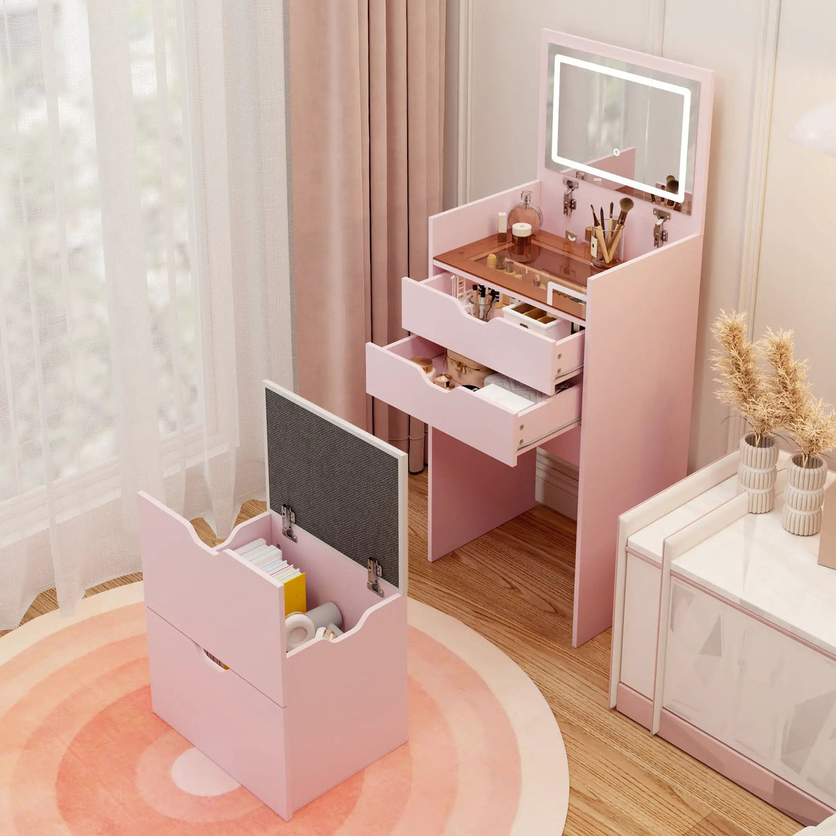 3-in-1 Multifunctional Dressing Table and Stool Set by HouseOfZazla