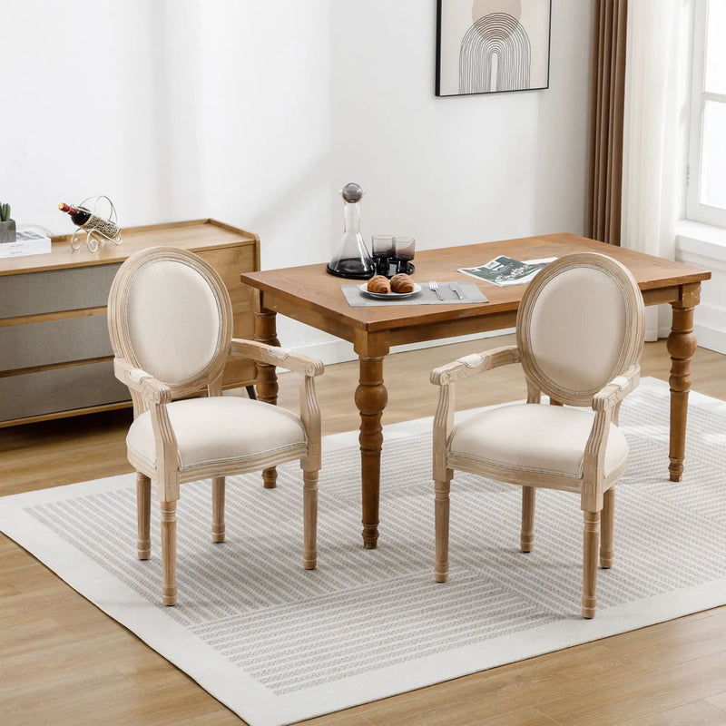 French Vintage Upholstered Fabric Dining Armchair (Set of 2) by Unique Piece Furniture