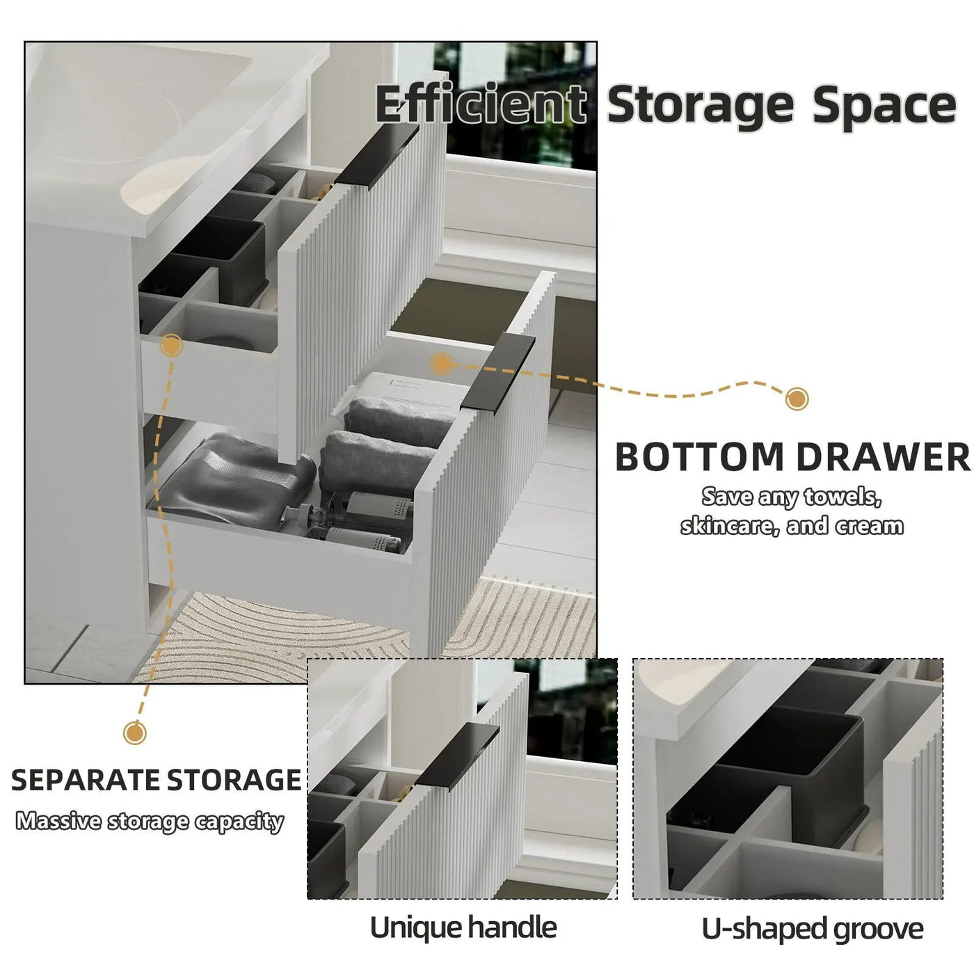 Modern Wall Mounted Floating Bathroom Vanity With Sink And Drawers by HouseOfZazla