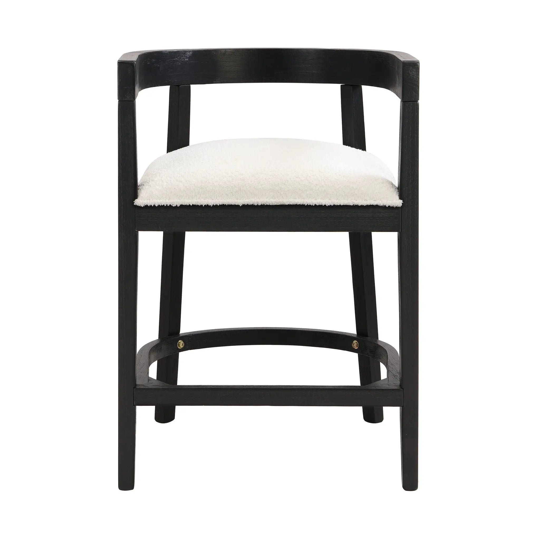 Modern Rubberwood Counter Stool Set With Upholstered Seats
