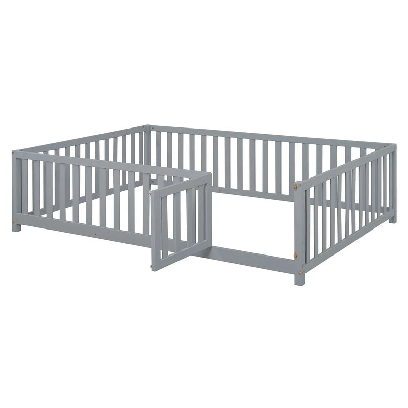 Daybed With Fence Guardrails And 2 Drawers, Split Into Independent Floor Bed & Daybed by HouseOfZazla