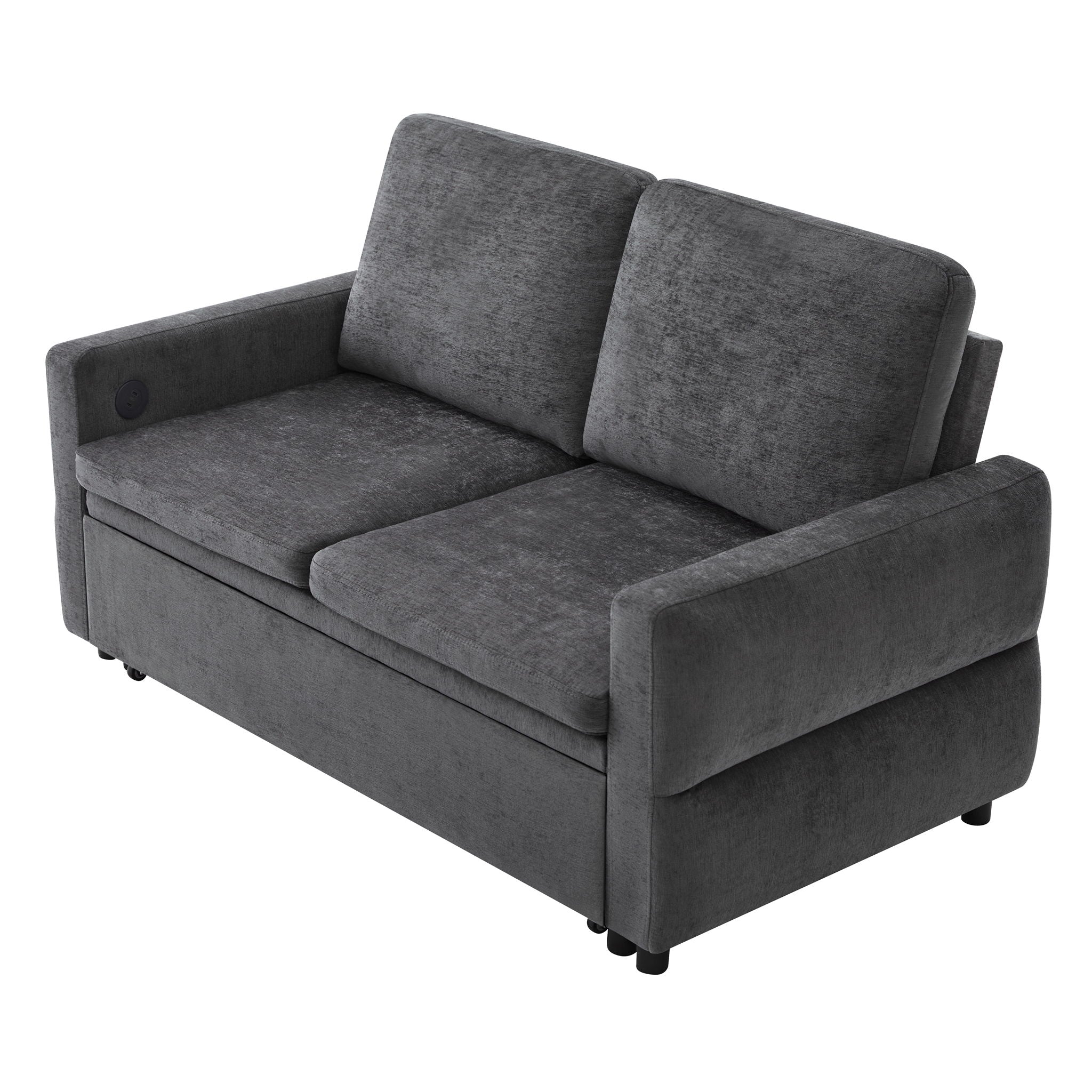 Convertible Sofa Bed Loveseat With Adjustable Backrest And USB Ports by HouseOfZazla