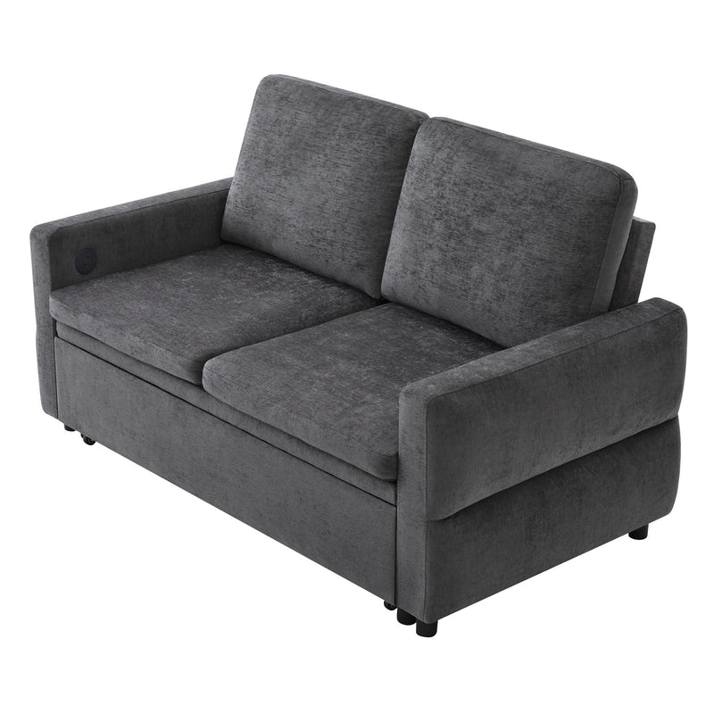 Convertible Sofa Bed Loveseat With Adjustable Backrest And USB Ports by HouseOfZazla