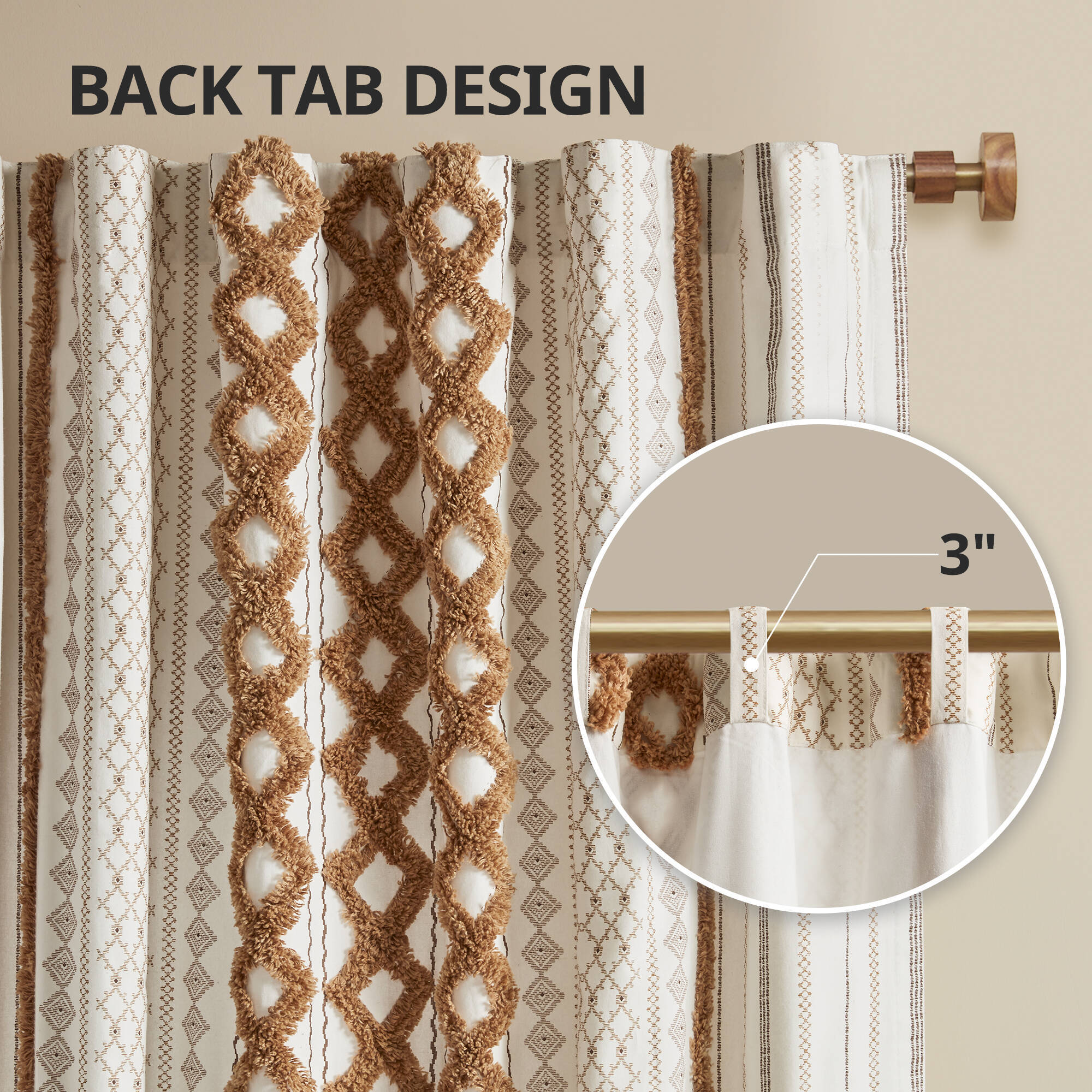 1 PC 50x84' Cotton Printed Window Panel with Chenille Stripe and Lining by HouseOfZazla