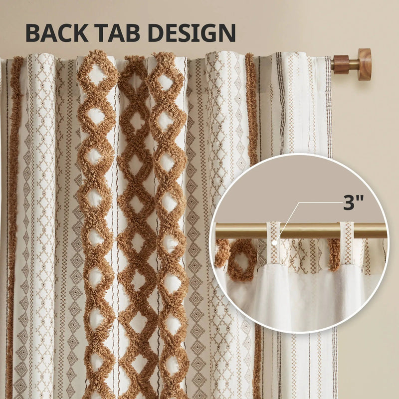 1 PC 50x84' Cotton Printed Window Panel with Chenille Stripe and Lining by HouseOfZazla