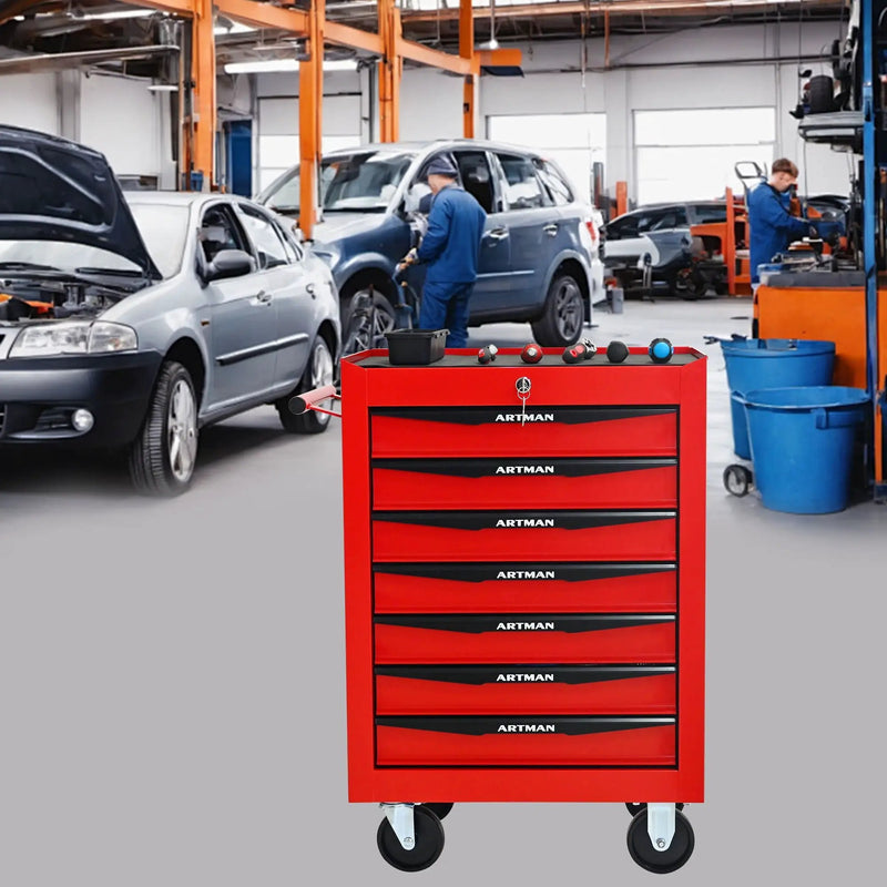 Rolling Metal Tool Chest With Drawers, Steel Storage Cabinet With Ball Bearing Slides by HouseOfZazla
