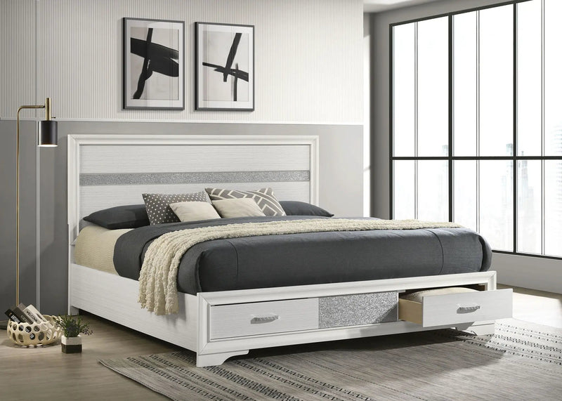 Miranda 51-inch Wood Eastern King Storage Panel Bed White by Unique Piece Furniture