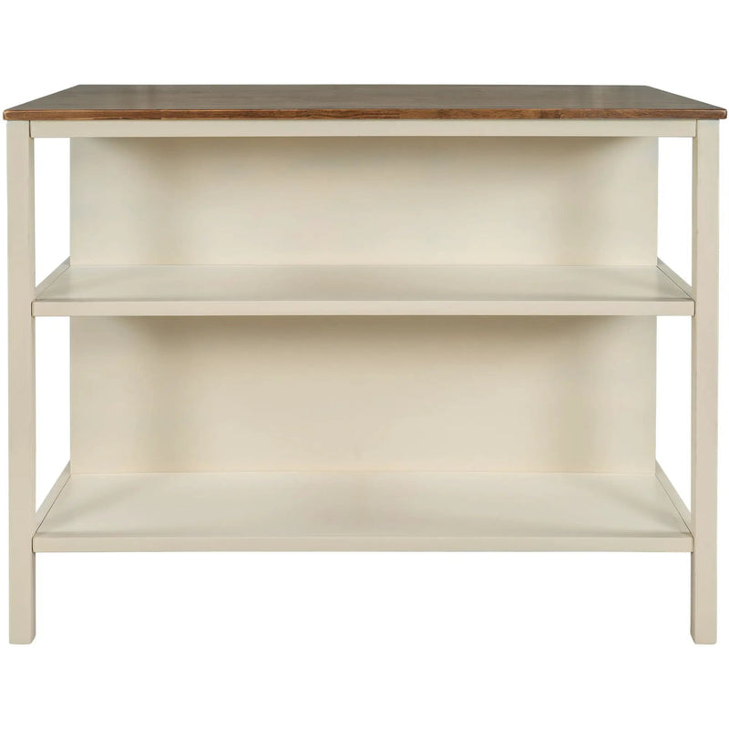 Rustic 3 Piece Stationary Kitchen Island Set With 2 Seatings, With 2 Open Shelves by HouseOfZazla