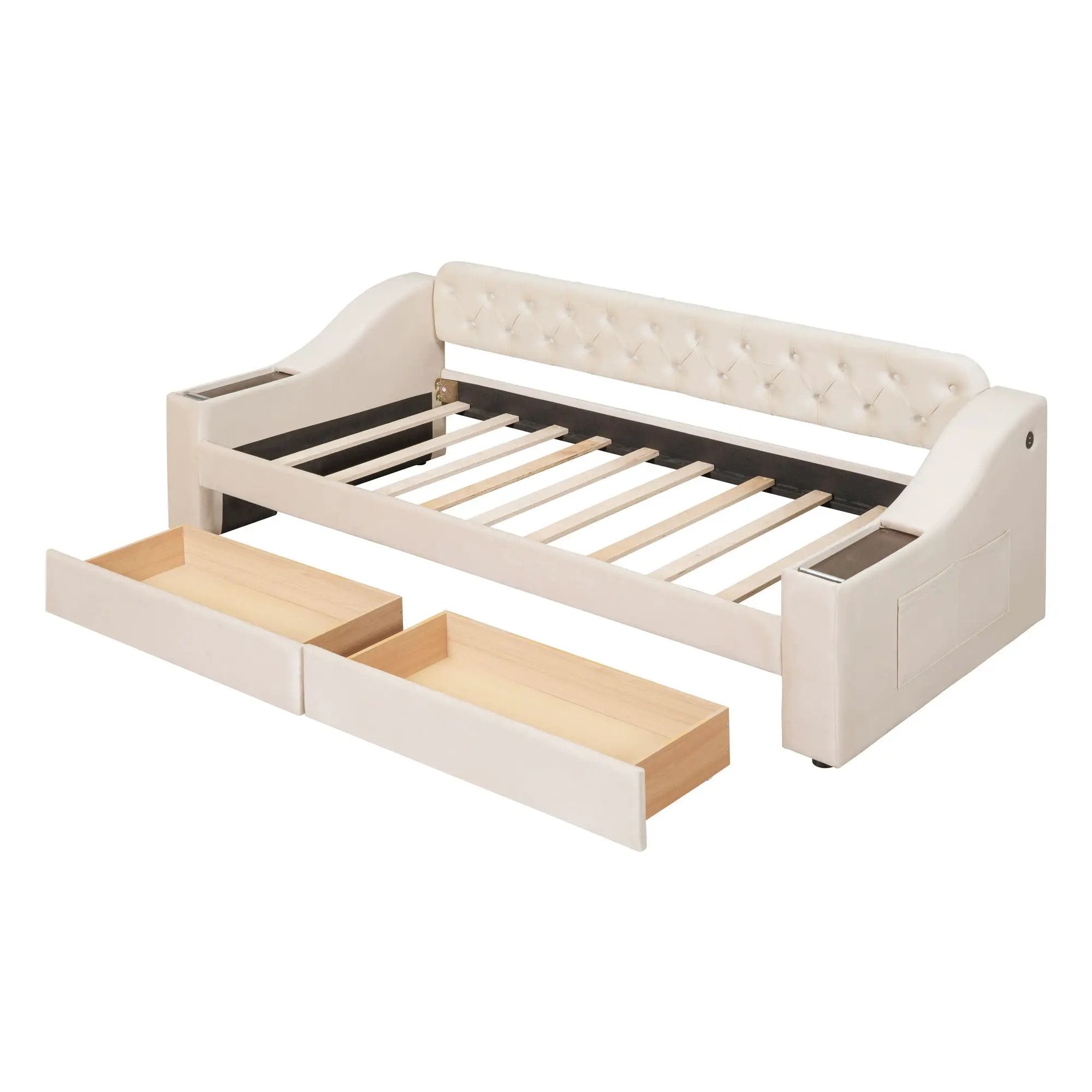 Upholstered Daybed With Storage Armrests And USB Port by Unique Piece Furniture