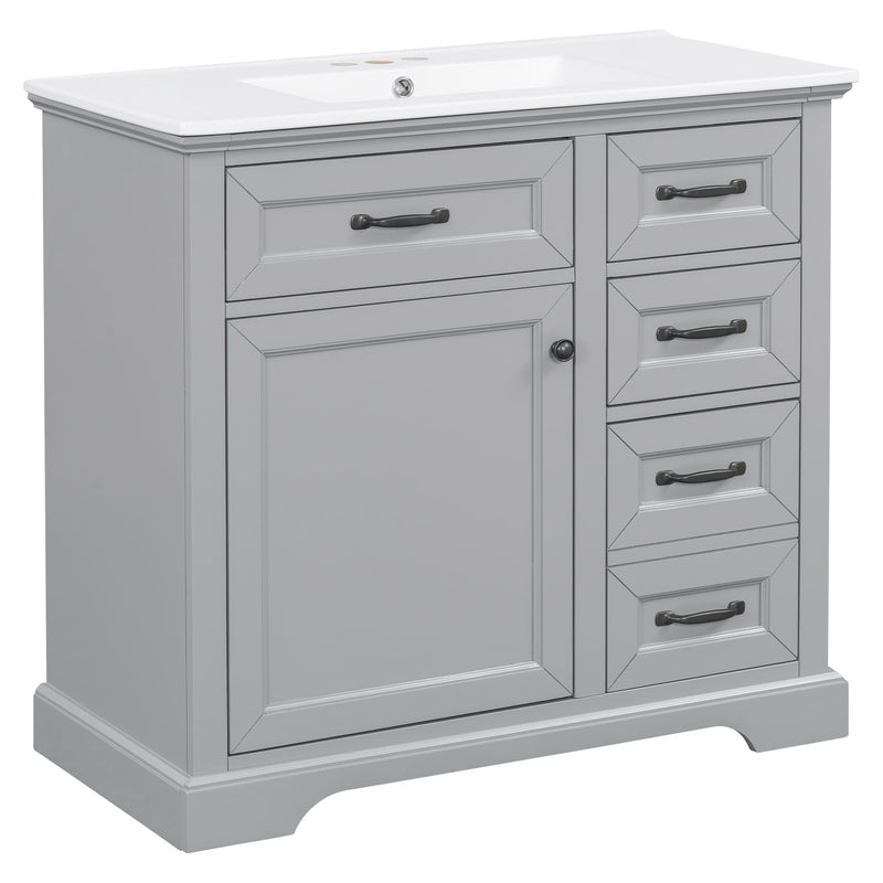 36" Bathroom Vanity With Sink, 2 Tip-Out Drawers, Soft Close Hinges by HouseOfZazla