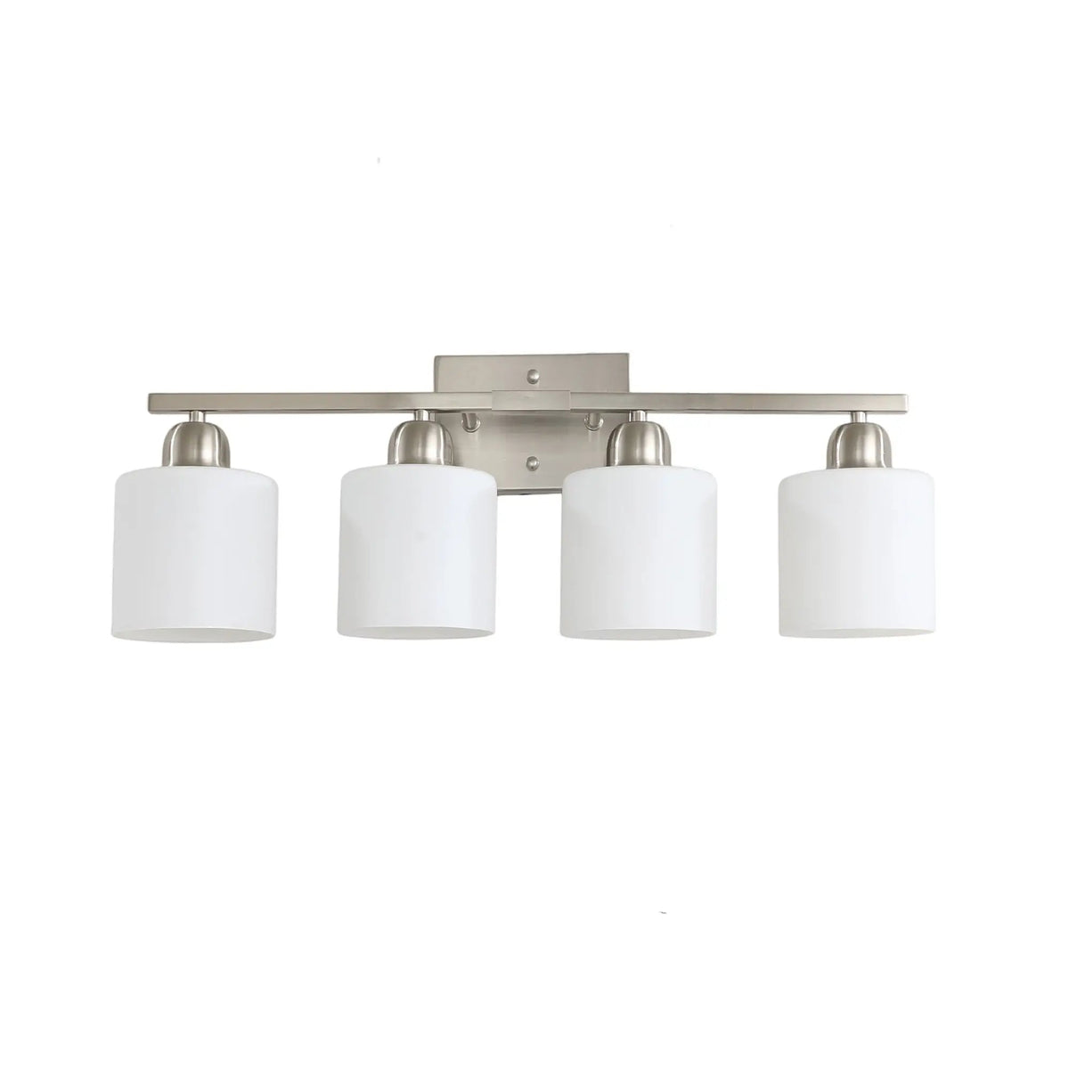 Modern 4-Light Bathroom Fixture with Nickel Finish and Milky by HouseOfZazla
