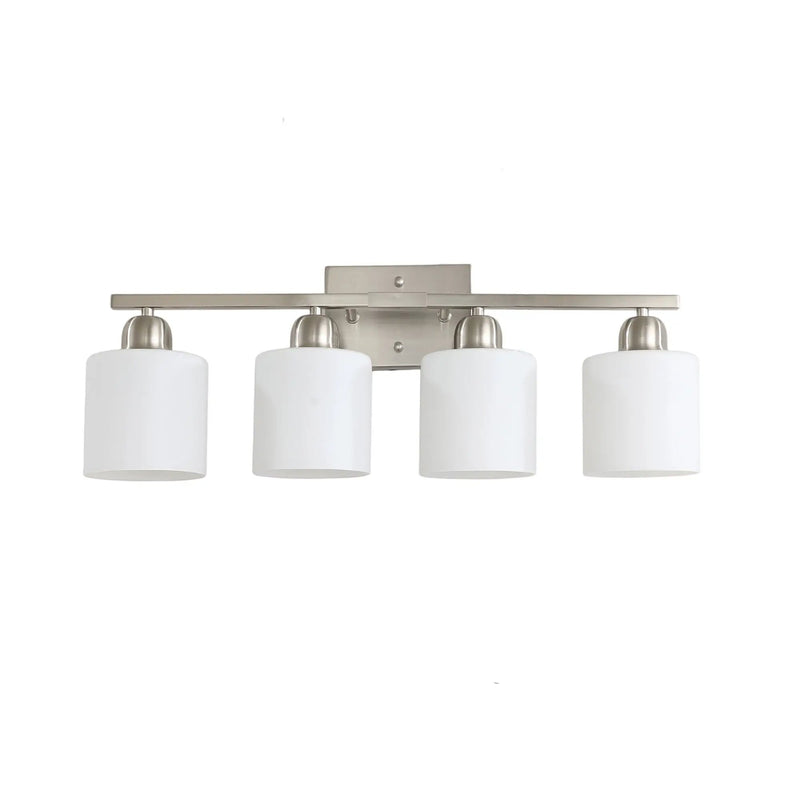 Modern 4-Light Bathroom Fixture with Nickel Finish and Milky by HouseOfZazla