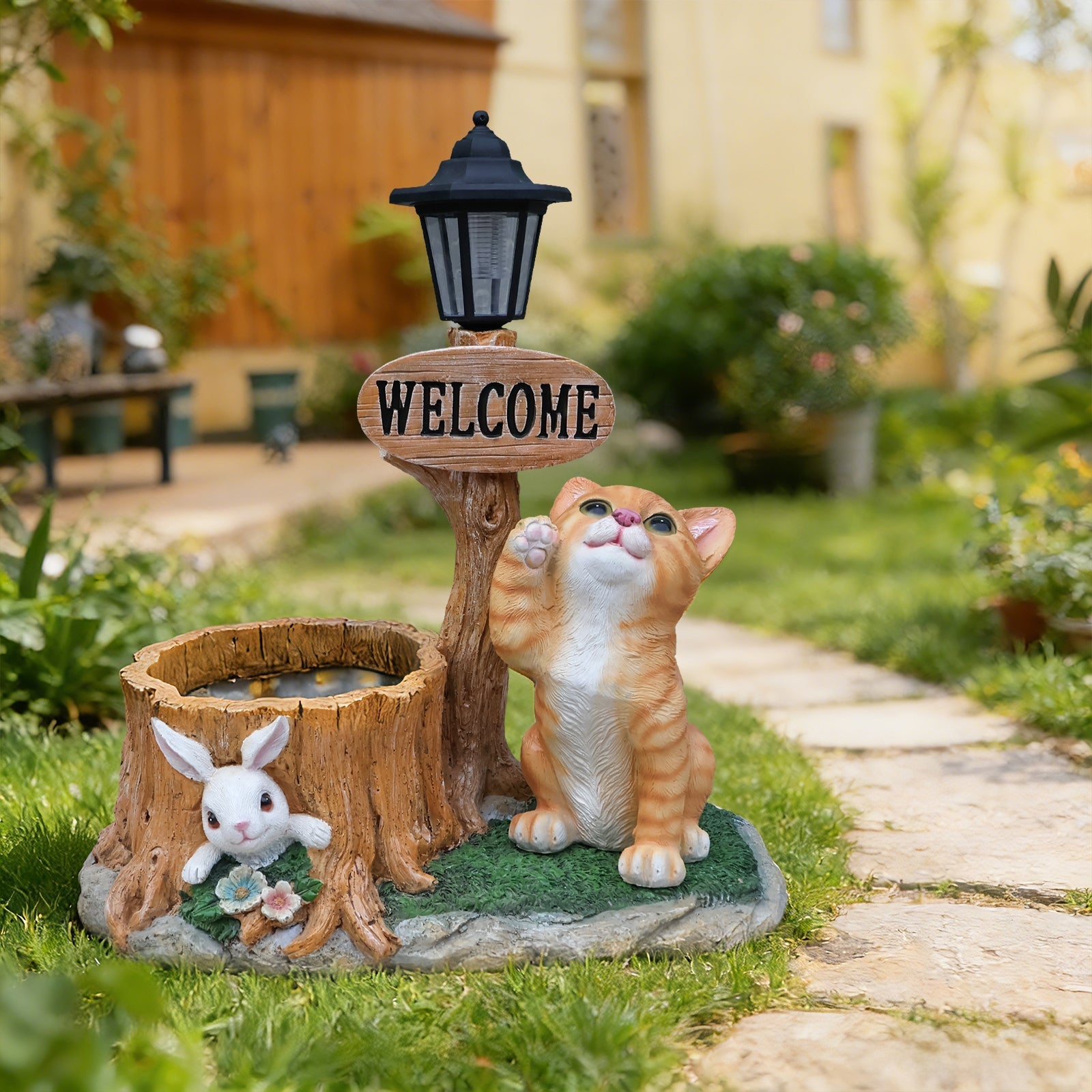 Cute Cat Planter Statue Garden Decor by HouseOfZazla