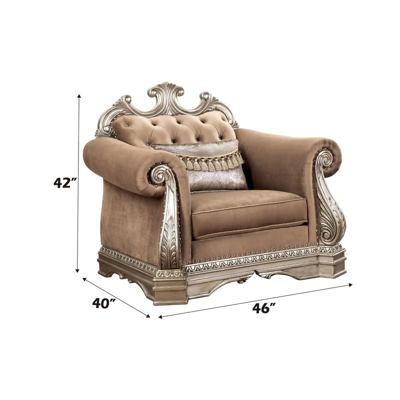 Northville - Chair With Pillow - Velvet & Antique Silver by Unique Piece Furniture