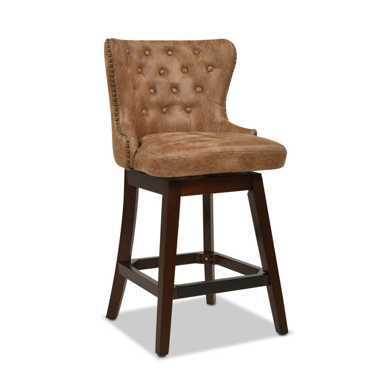 Holmes - Tufted High Back 360 Swivel Counter Height Barstool by HouseOfZazla