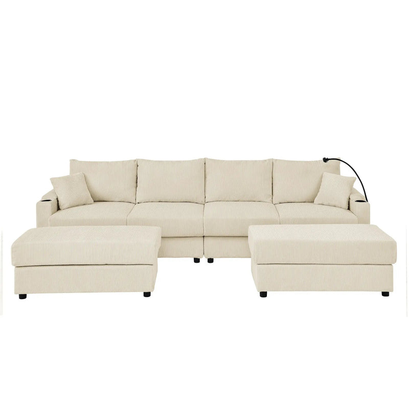 Modern U-Shaped Couch with Storage and Ottomans by HouseOfZazla