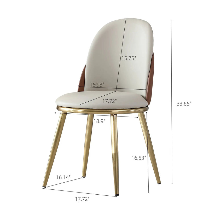 Modern Dining Chairs (Set of 2) With Gold Metal Legs - Beige by Unique Piece Furniture