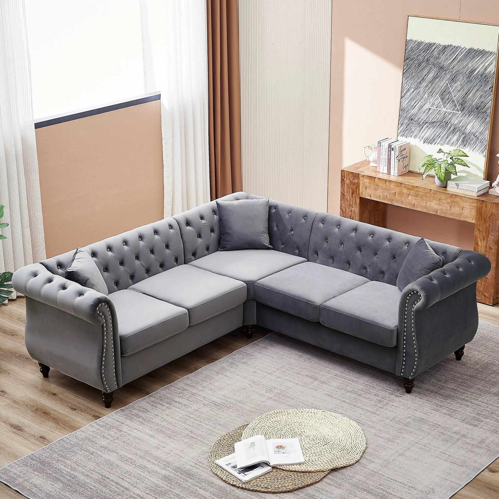 Streamline Modern L-Shaped Corner Sofa by HouseOfZazla