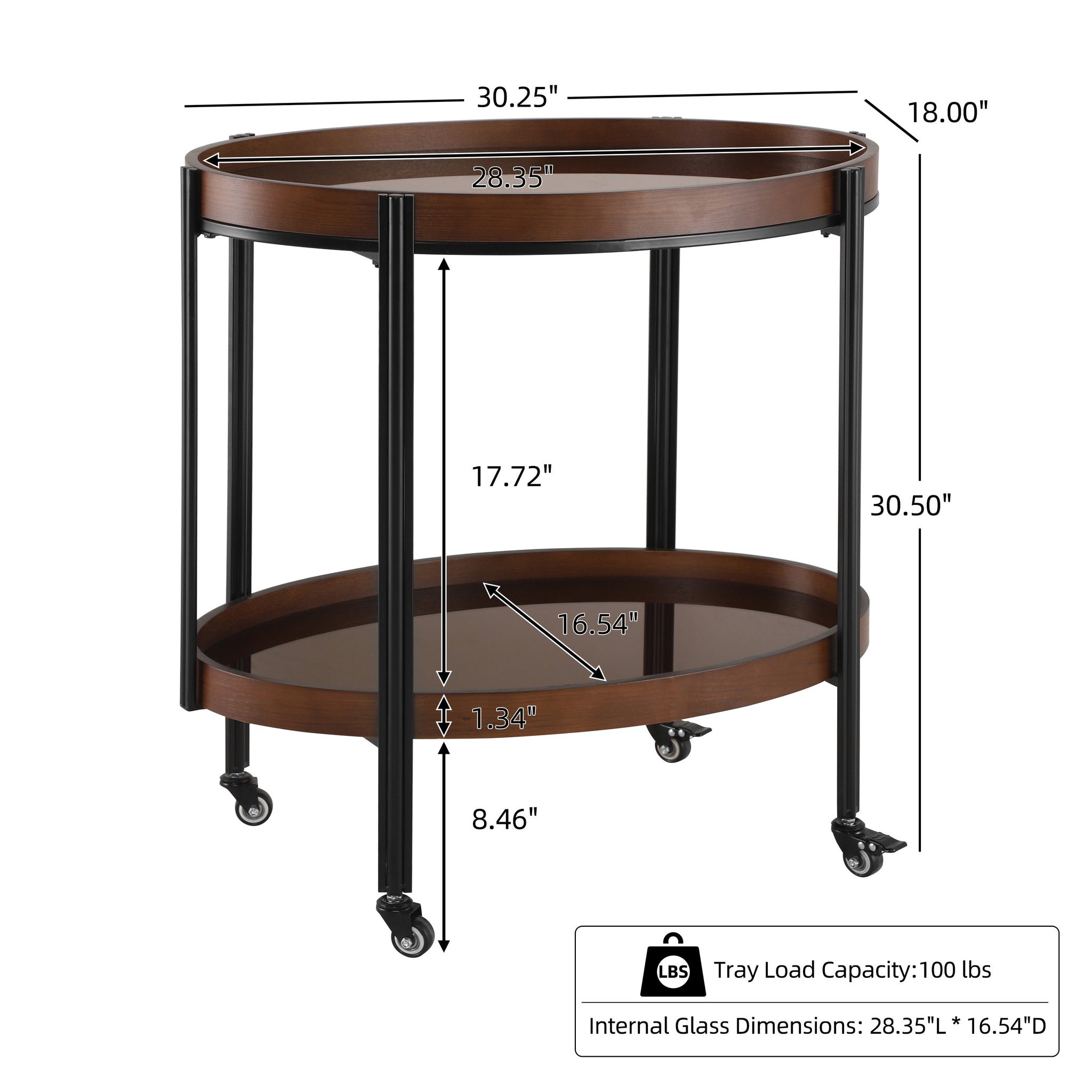 Oval 2 Shelf Dark Kitchen Cart by HouseOfZazla