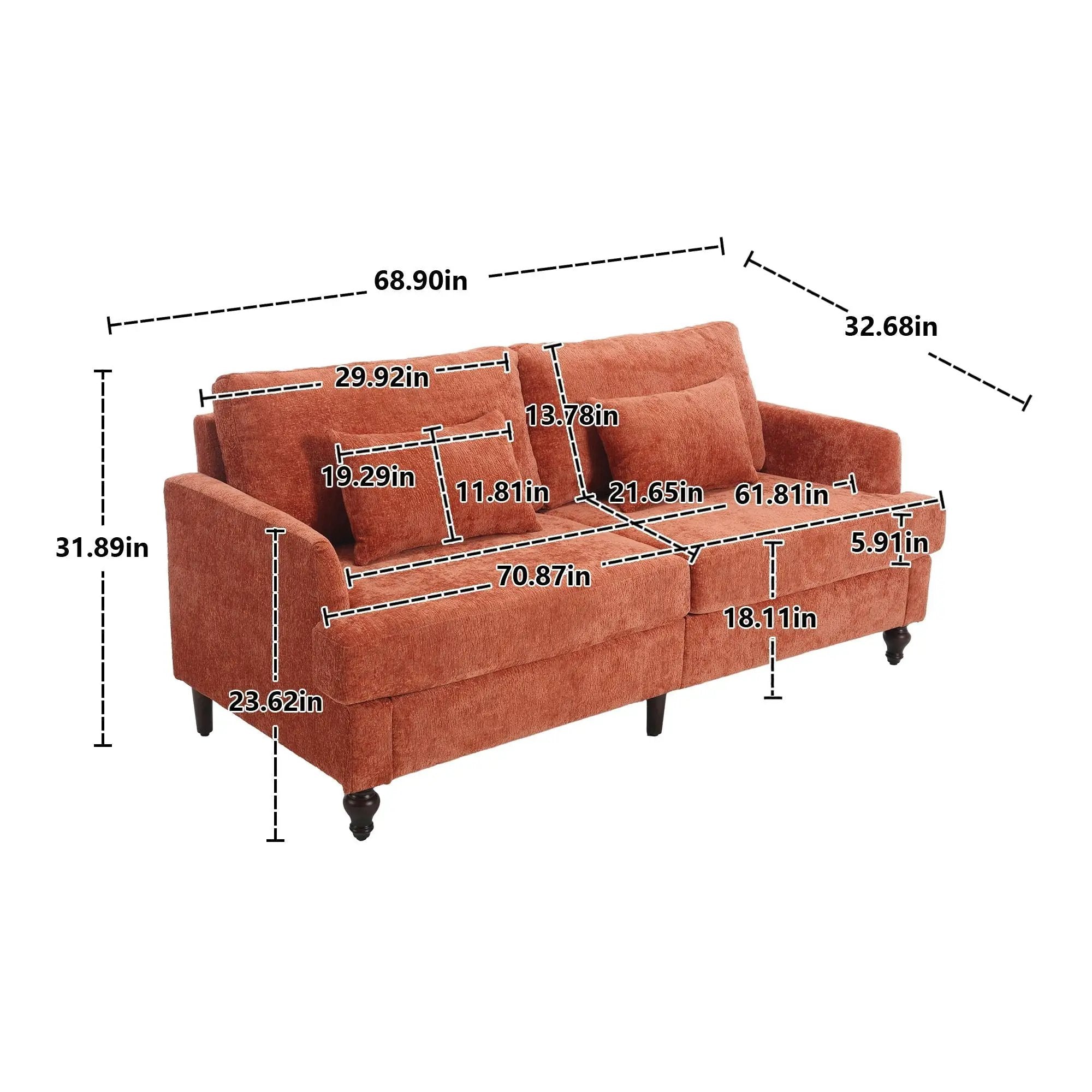 Mid Century Modern Fabric Loveseat Sofa, 2 Seat Upholstered Couch by HouseOfZazla
