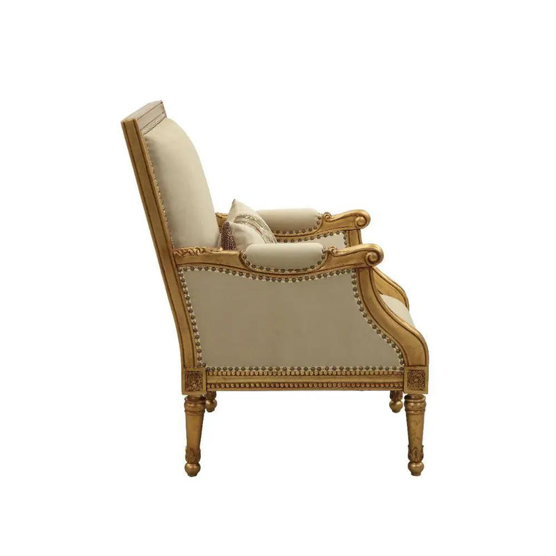 Daesha - Chair With Pillow - Tan Flannel & Antique Gold by Unique Piece Furniture