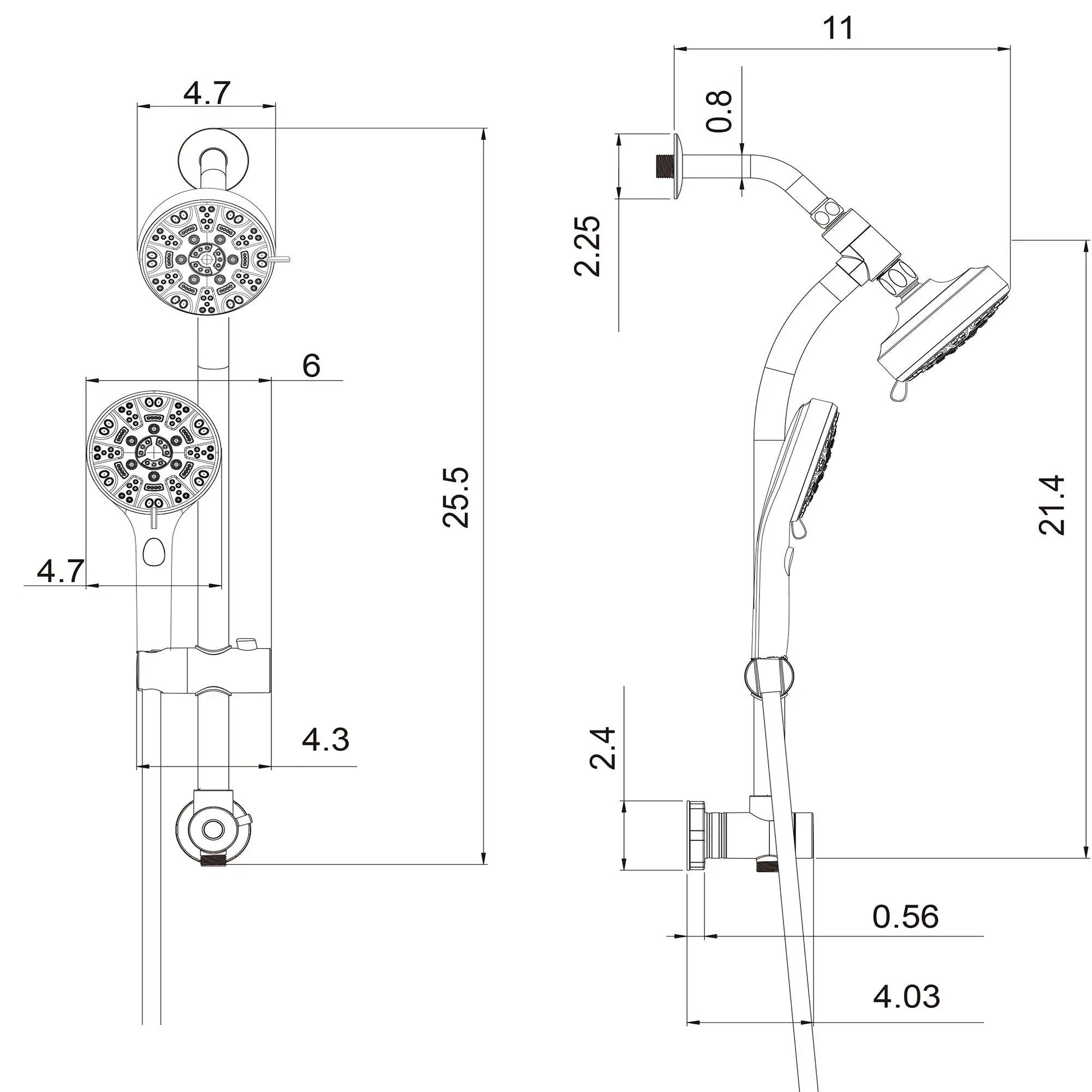 Multi Function Dual Shower Head System With 4.7" Rain Showerhead, 8 Function Hand Shower, Adjustable Slide Bar by HouseOfZazla