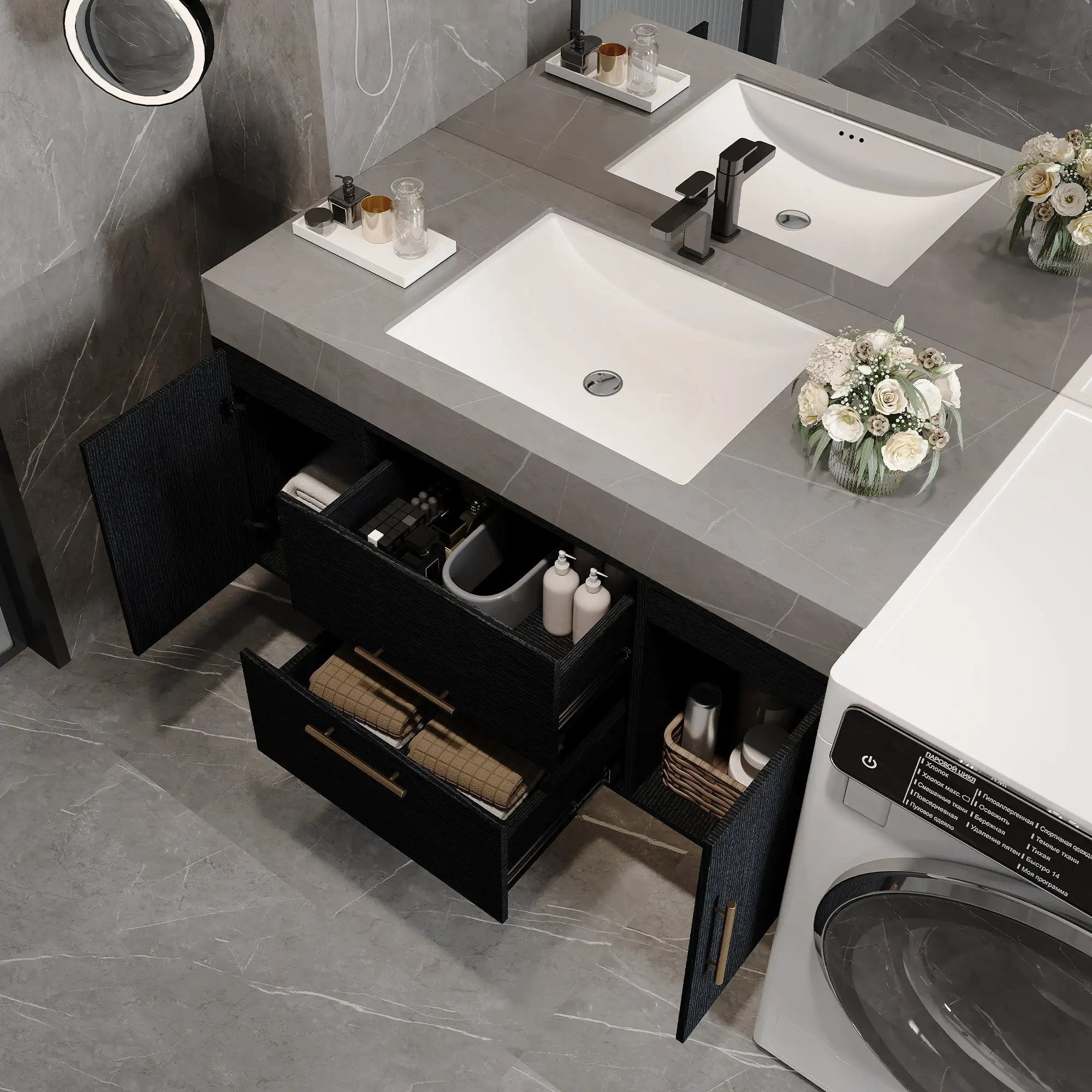 39.4 Inches Single Contemporary Floating Bathroom Vanity by HouseOfZazla