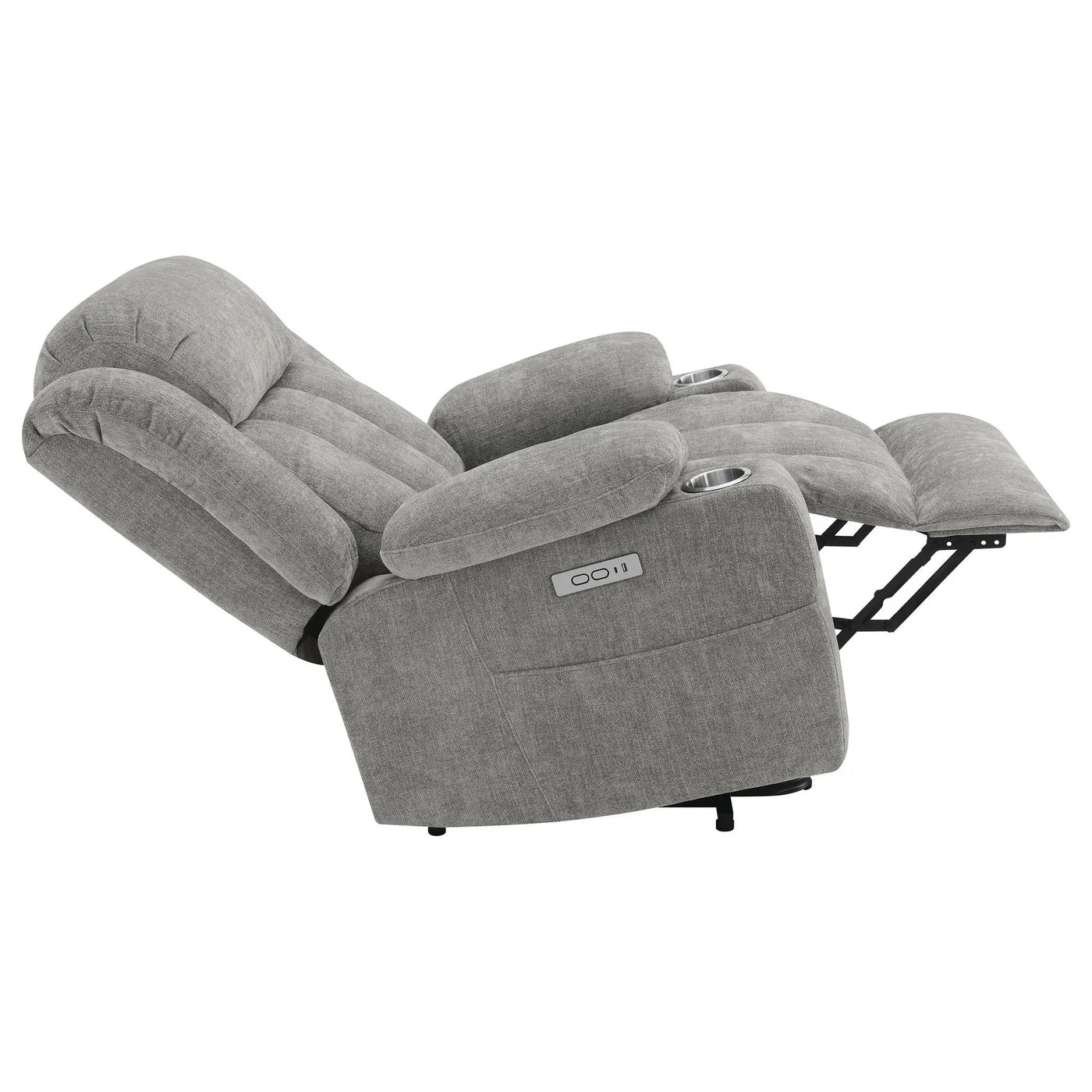 Beca - Upholstered Power Lift Recliner With Cupholders And USB Charging by HouseOfZazla