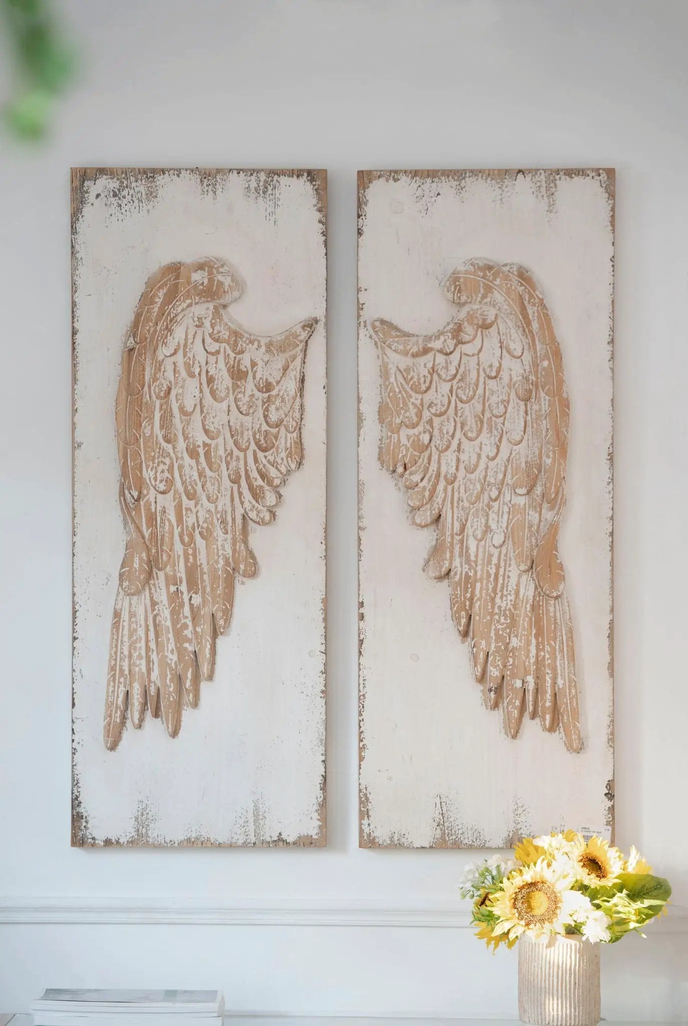 Feather Wing Wall Panels With Distressed, Rectangle Hanging Wall Art (Set of 2) - Multicolor by Unique Piece Furniture