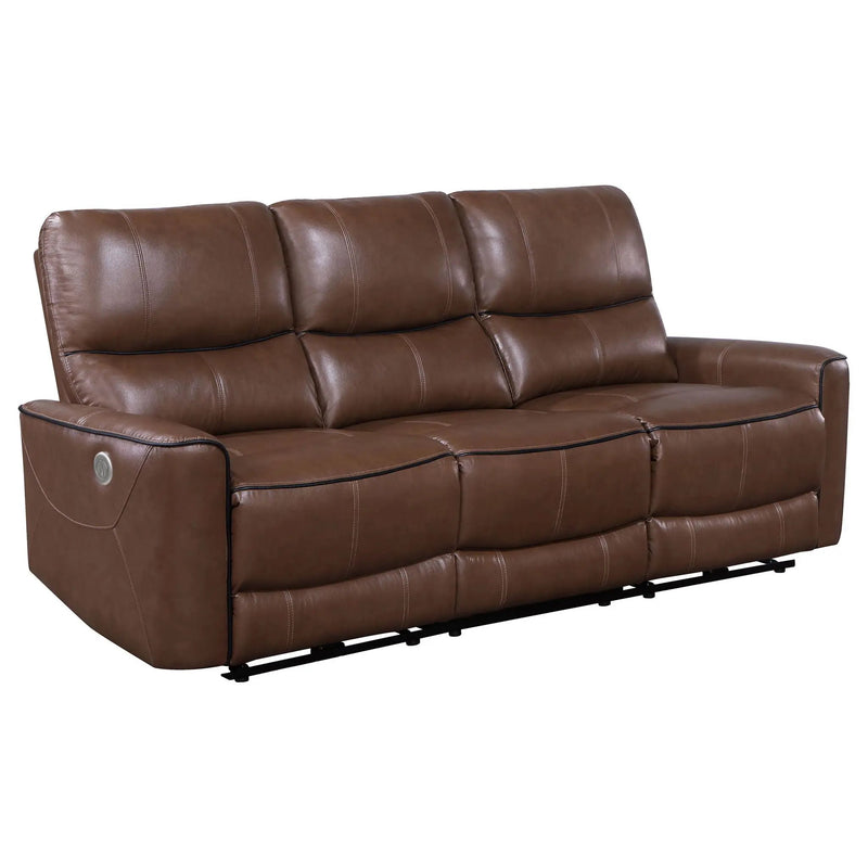 Greenfield Upholstered Power Reclining Sofa Saddle Brown by Unique Piece Furniture