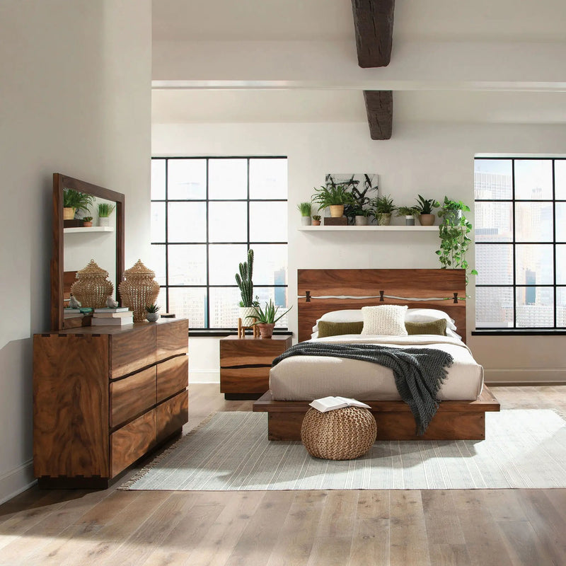Winslow 4-piece Eastern King Bedroom Set Smokey Walnut by Unique Piece Furniture