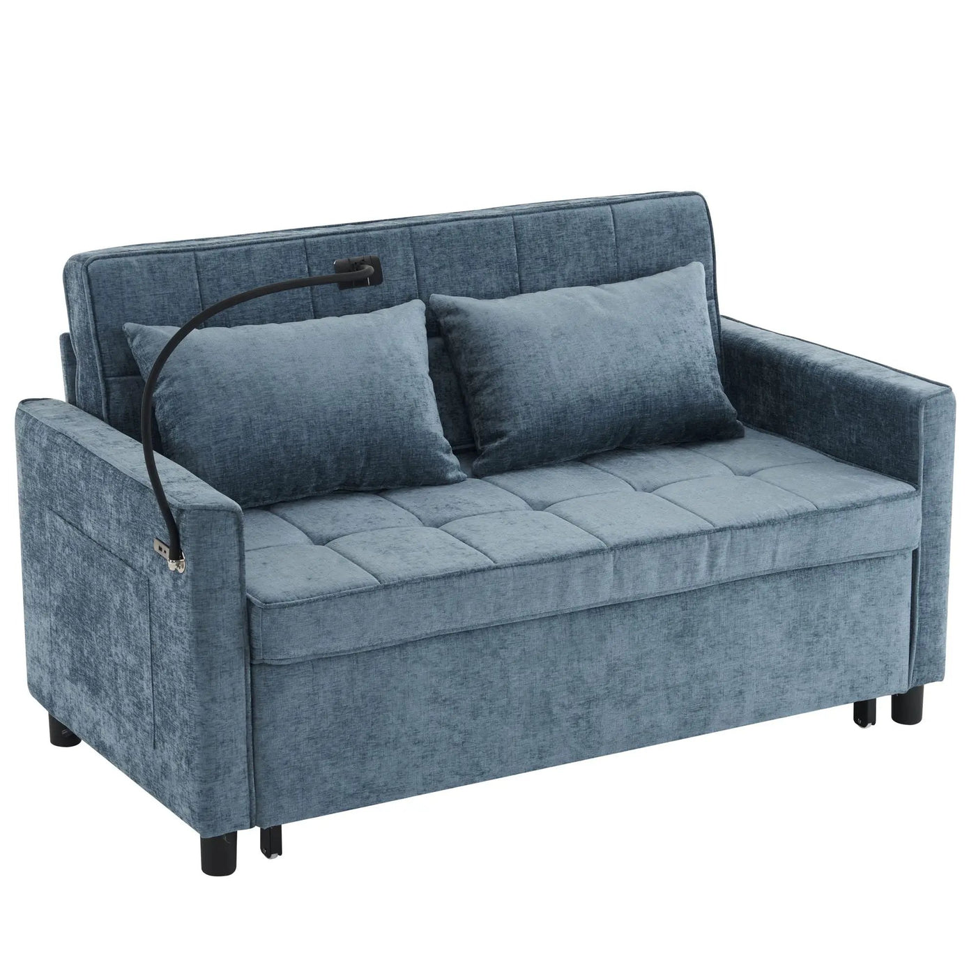Pull-Out Sleeper Sofa With Reversible Backrest Cushion, Side Pockets, 2 USB Ports And A Phone Holder For Living Room by Unique Piece Furniture